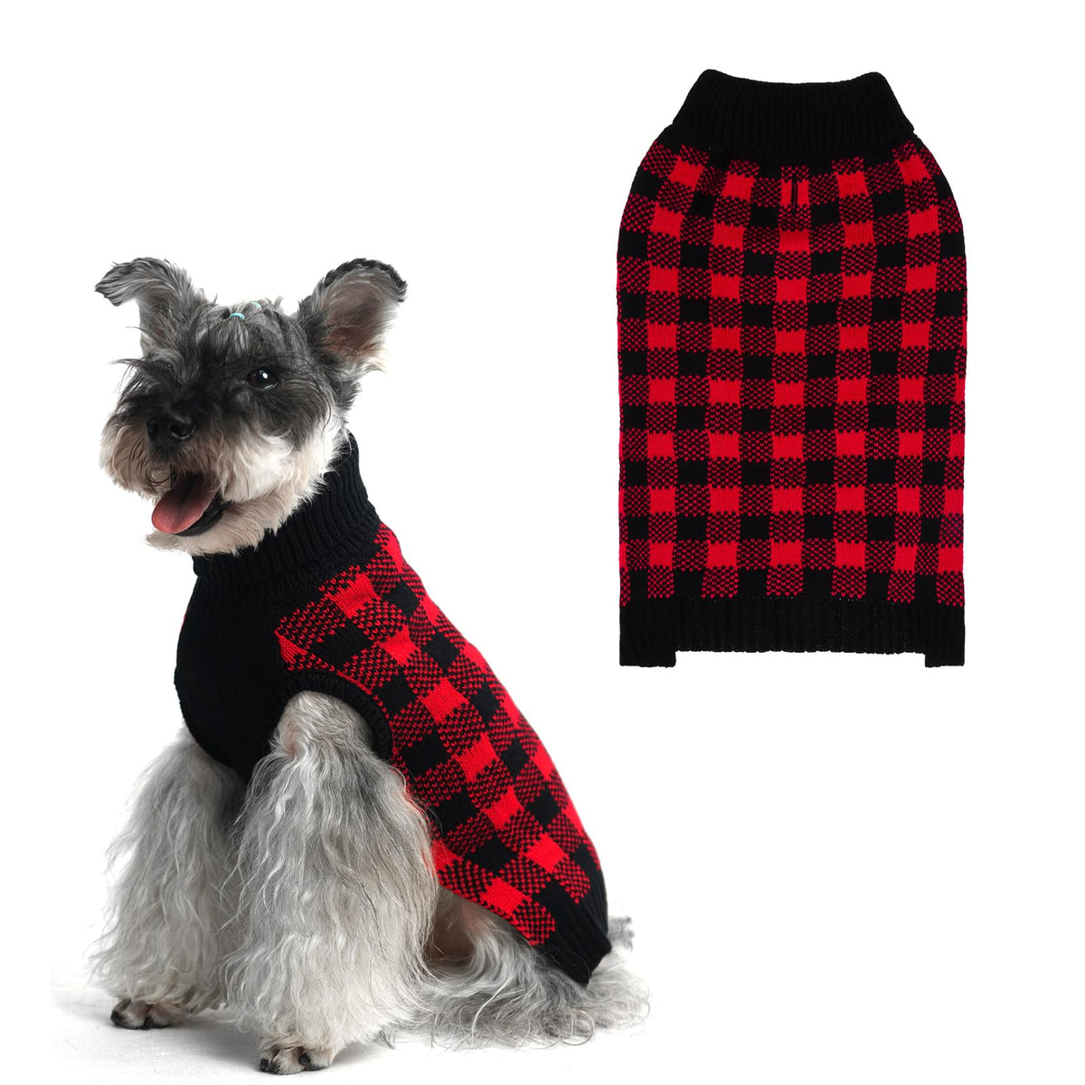 Pupteck Dog Sweaters For Large Medium Small Dogs - Fall Classic Plaid Style Puppy Holiday Winter Coat Clothes For Female Girl Male Boy Warm