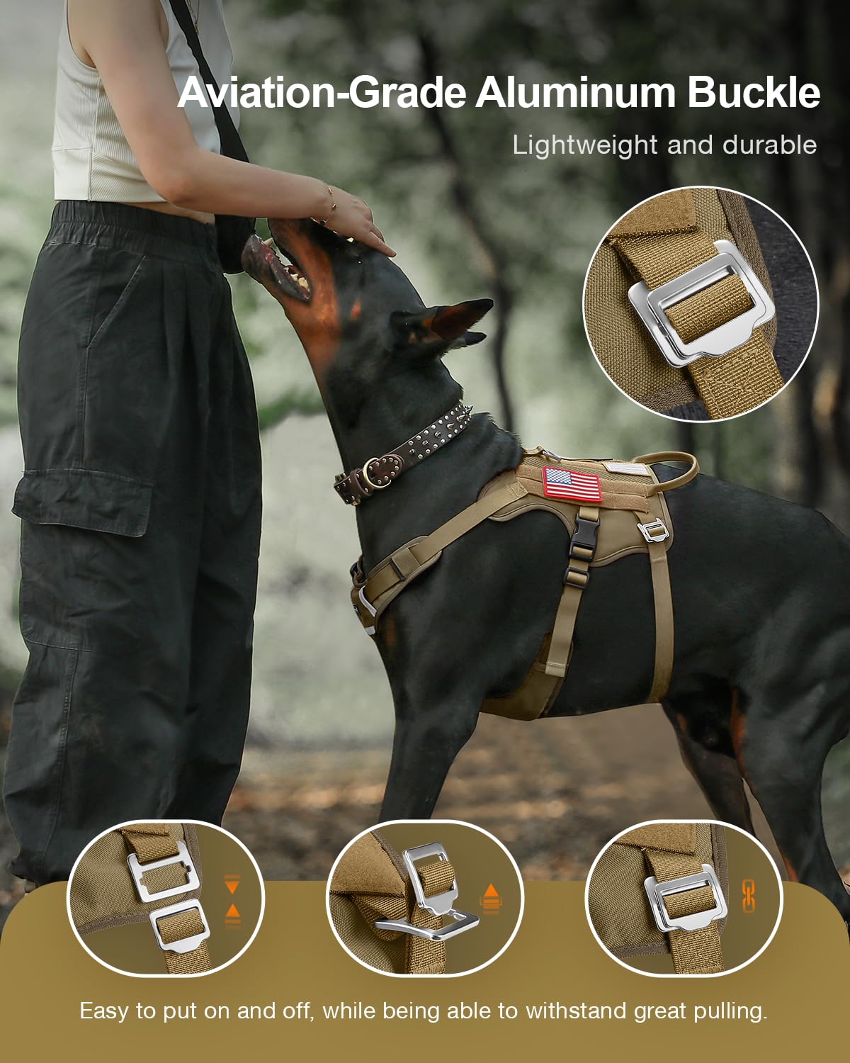 FAYOGOO Tactical Dog Harness for Medium Dog - Mesh Breathable Dog Harness Escape Proof with Handle - No Pull Military Service Do