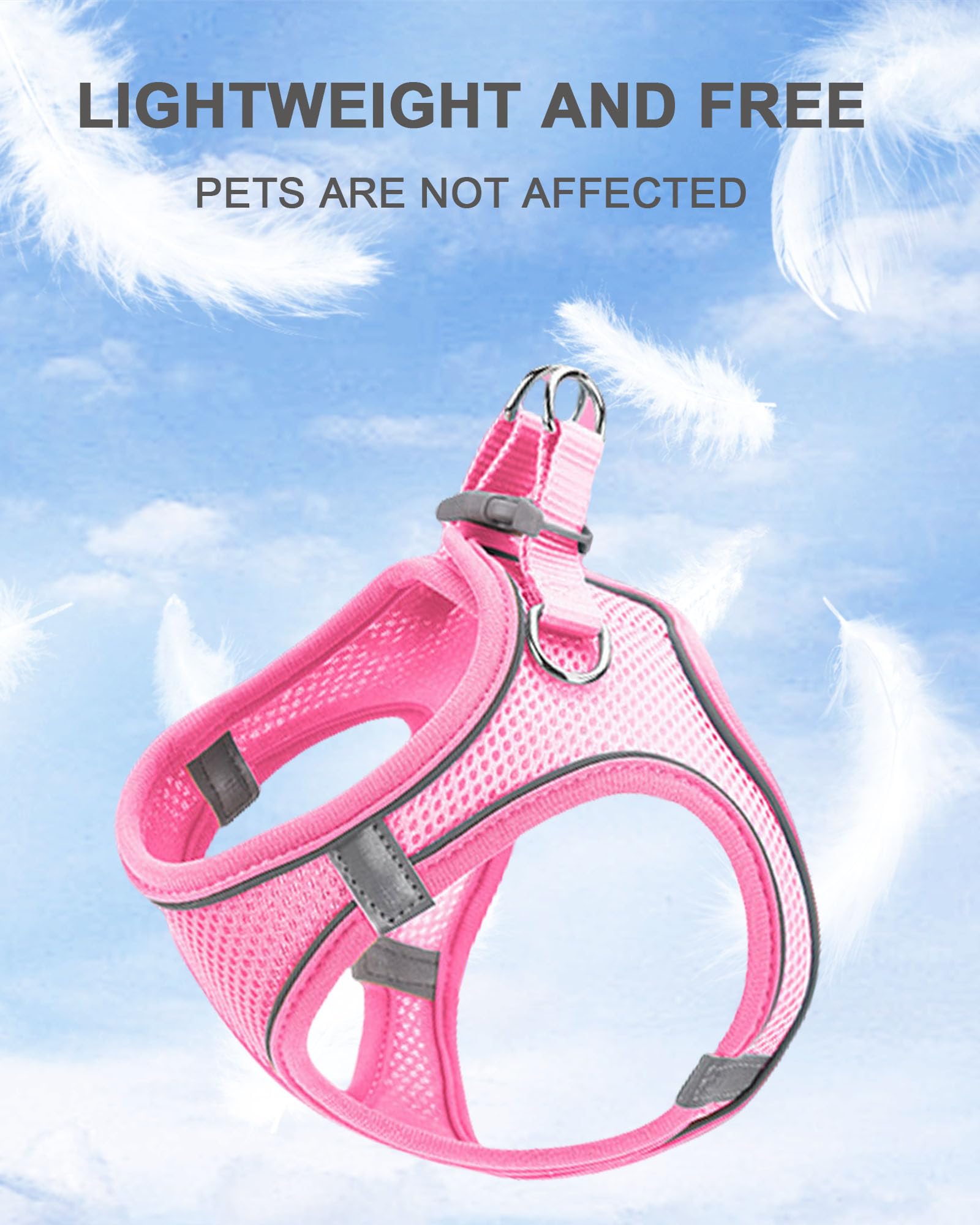 Jufoo Xs Pink Soft Mesh Dog Harness And Leash Set,No Escape Puppy Harnesses For Training Walking, Reflective Adjustable Puppy Ve