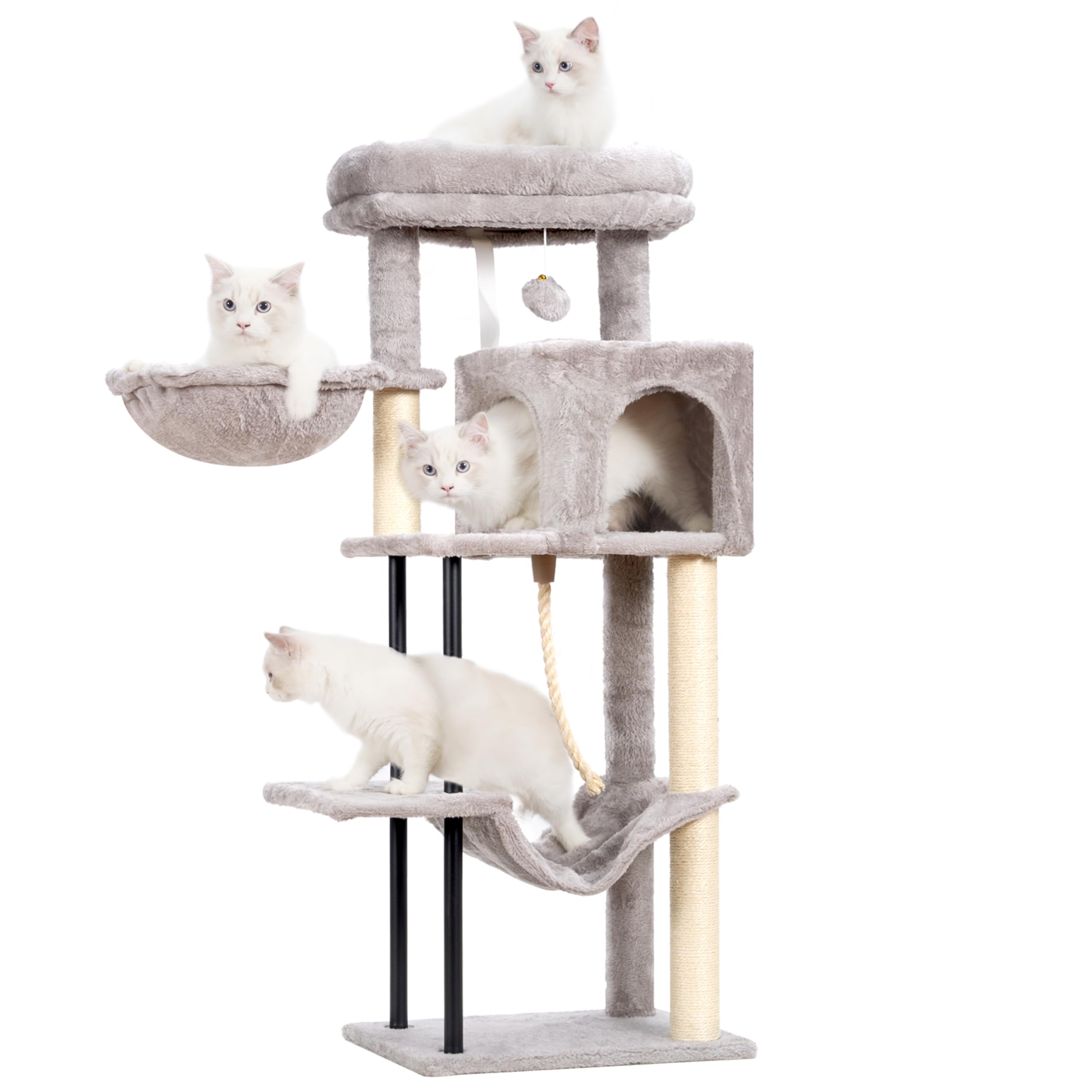 Gitelsnour Cat Tree, Cat Tower For Indoor Cats, 43.3 Inch Cat Tree Tower With Sturdy Steel Tube, Cat Hammock, Cat Condo For Smal