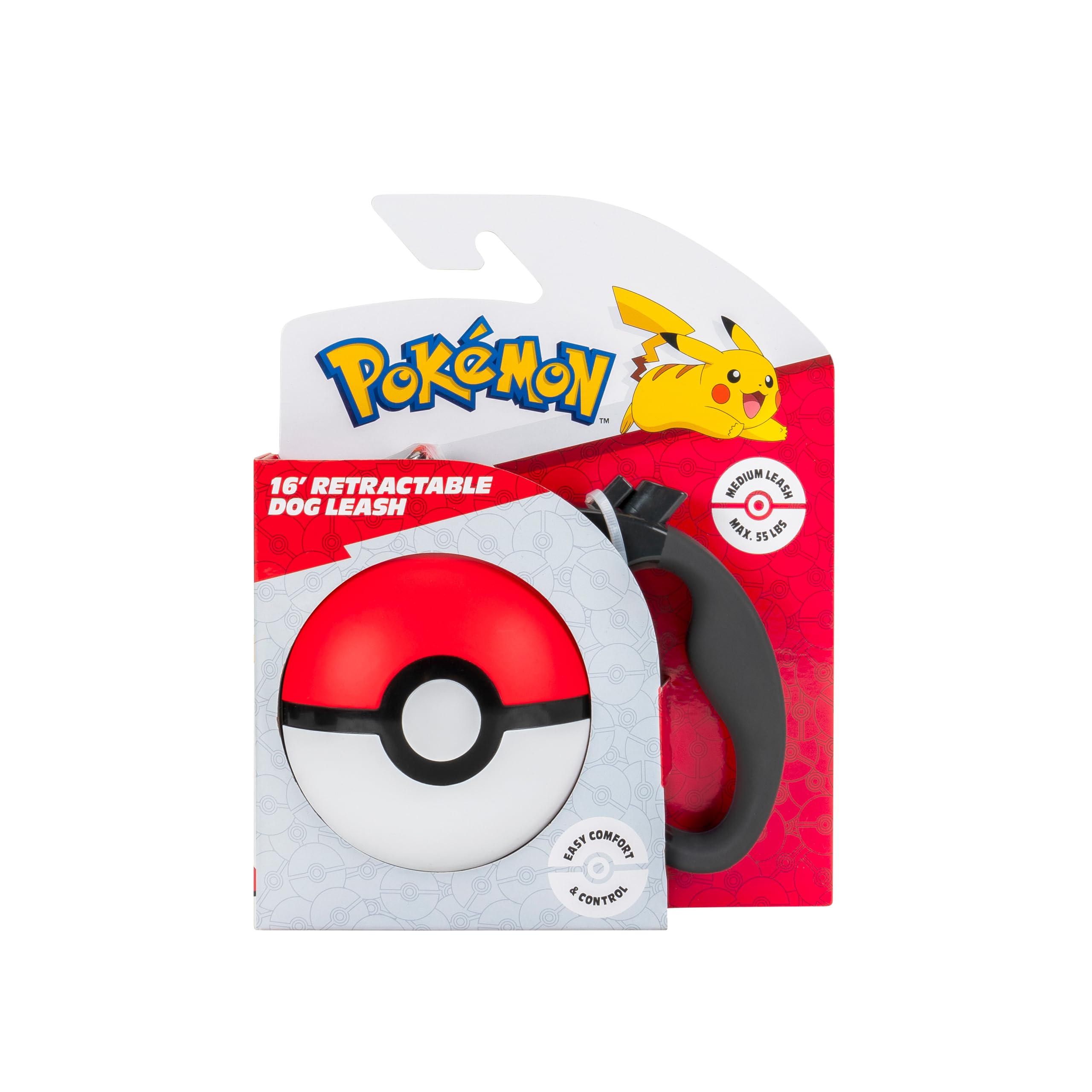 Pokemon Retractable Pet Leash - 16 Ft, Rubber, Multi Color, Model JPT0726 with Reflective Tape and Comfort Grip