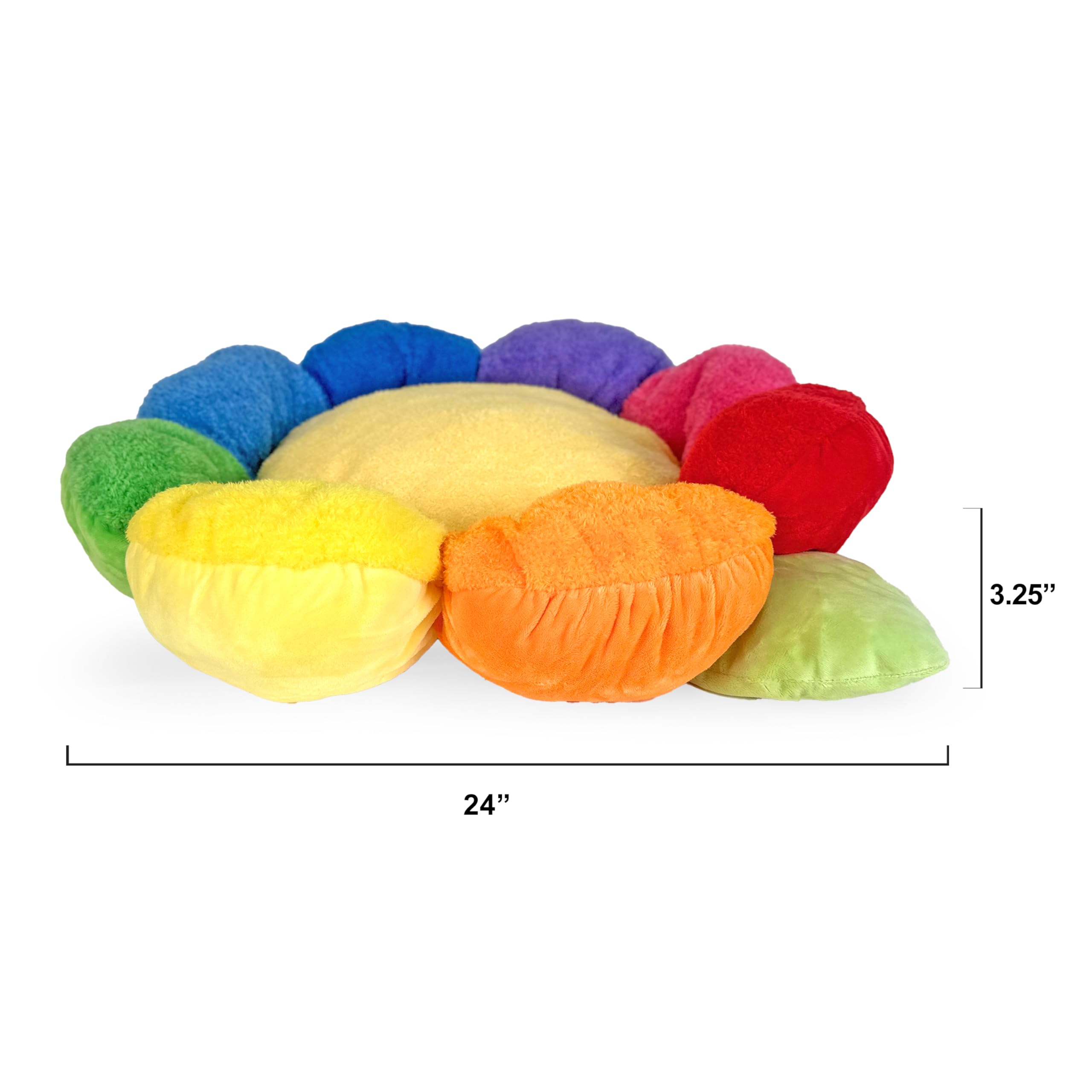 Tonbo Soft Plush Small Cute And Cozy Nature Dog Cat Bed, Washer And Dryer Friendly (Rainbow Flower)