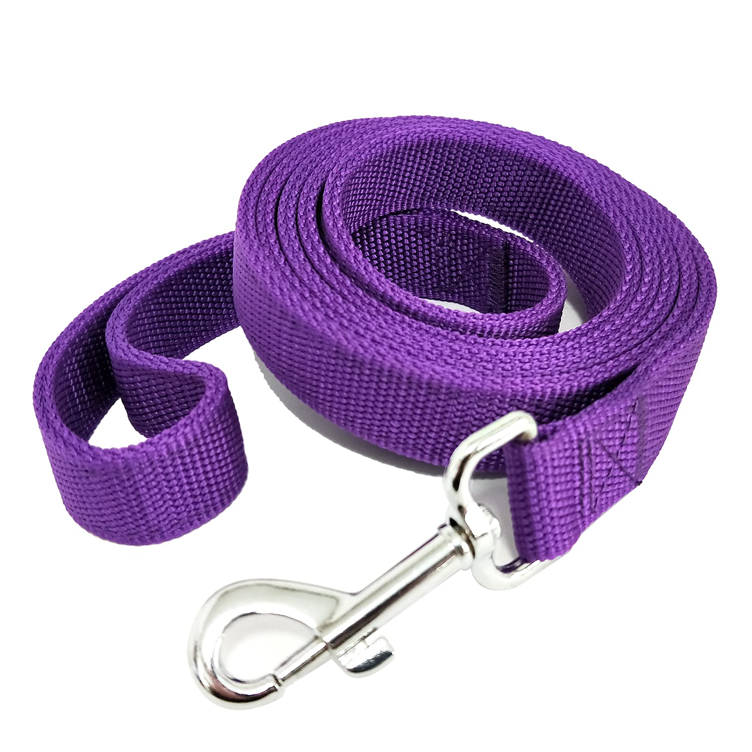 Strong Nylon Dog Leash With 2-Layer, 4 Ft/ 6 Ft/ 7Ft Long, 1 Inch Wide For Medium Large Dogs (Purple, 1'' X 2 Ft)