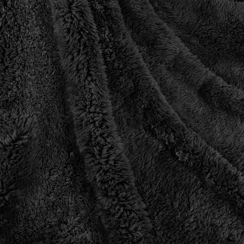 Petami Fluffy Waterproof Dog Blanket For Small Medium Dogs, Soft Warm Pet Sherpa Throw Pee Proof Couch Cover, Reversible Cat Puppy Bed Blanket Sofa Protector, Plush Washable Pad (Black, 24X32)