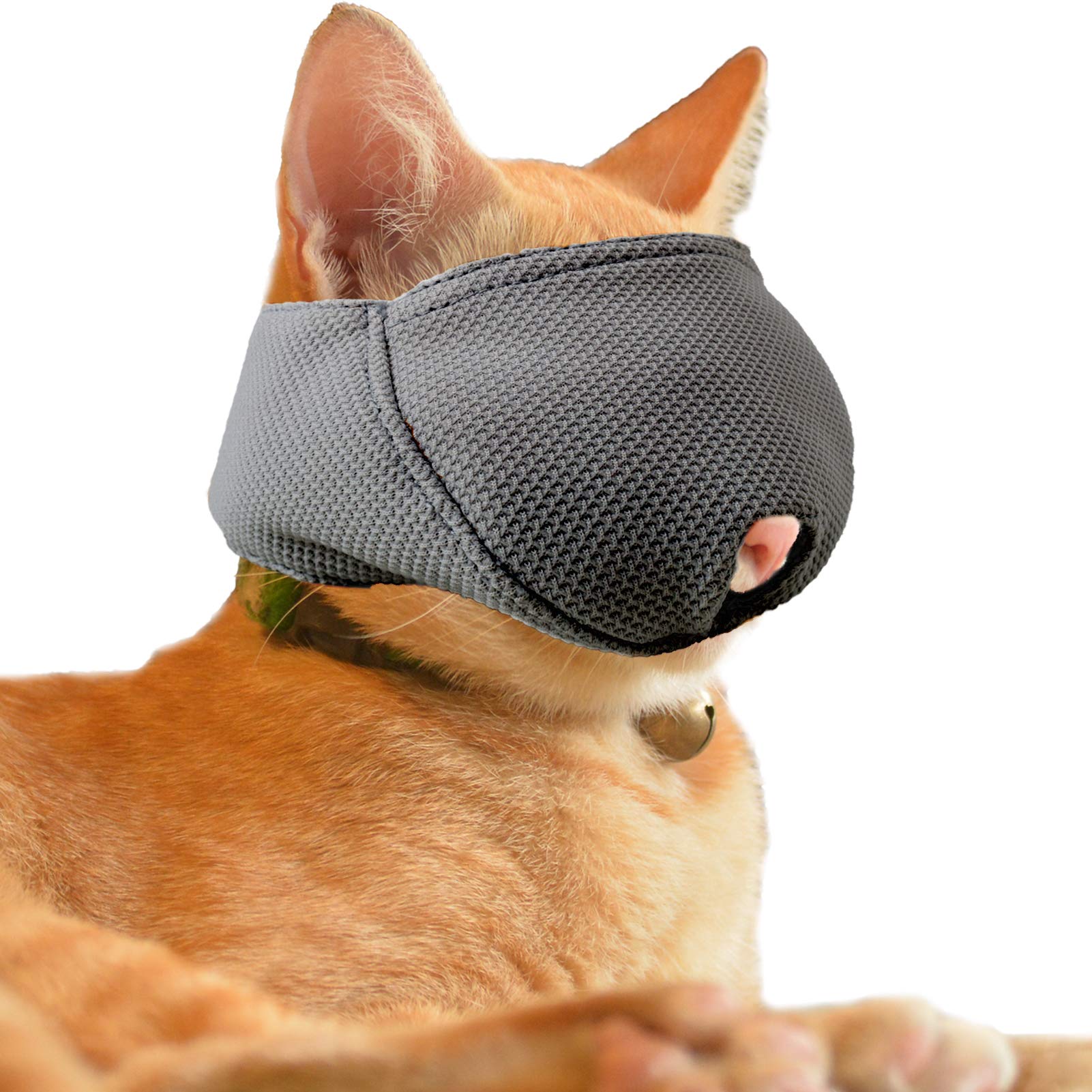 Wintchuk Cat Muzzle With Breathable Mesh, Cat Mouth Guard Muzzle For Prevent Biting Chewing Grooming (S-Black)