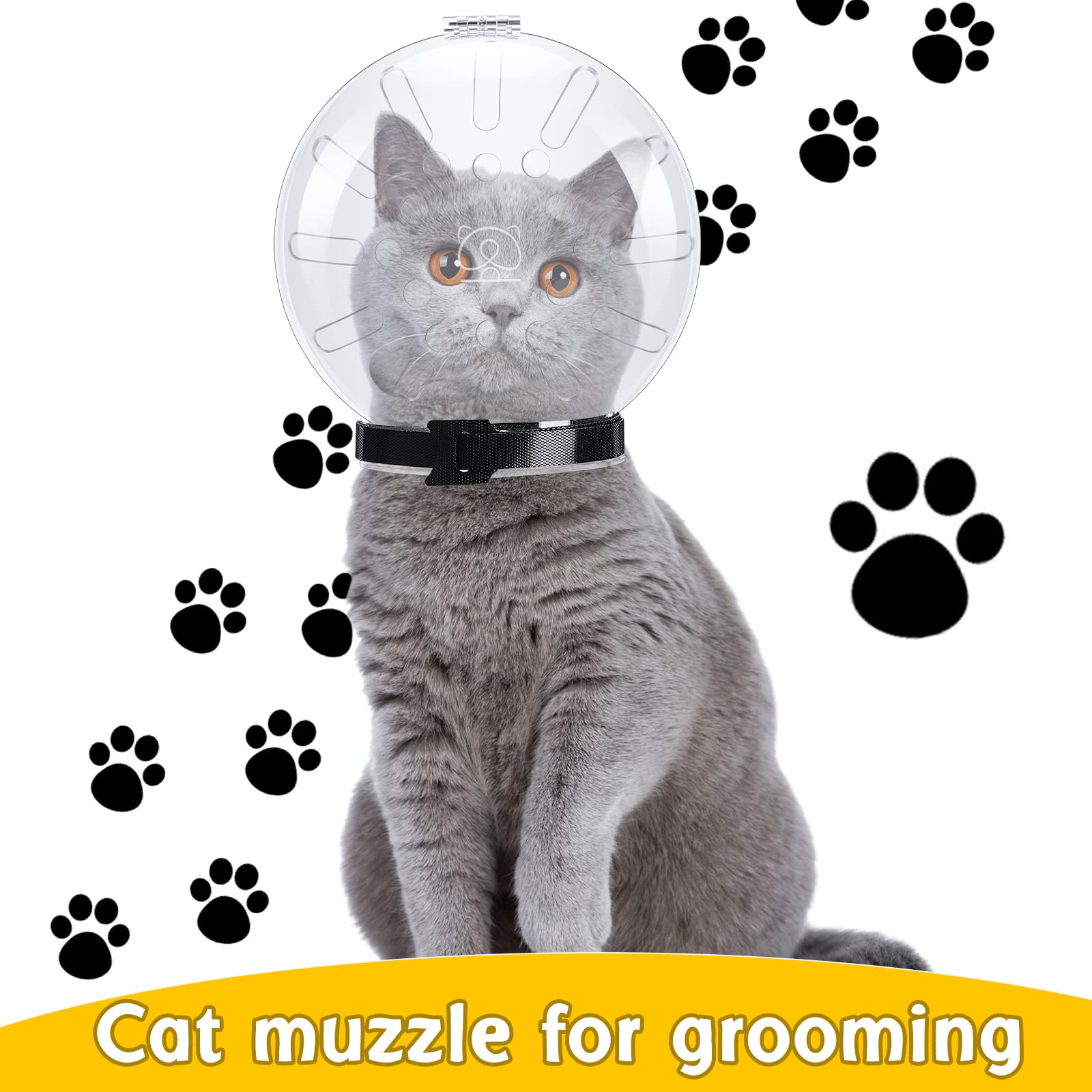 Cat Muzzle Cat Helmet Cat Mouth Cover Helmet Muzzle Pet Grooming Muzzle Cat Adjustable Hood Transparent Breathable Cat Face Mask Cat Grooming Muzzle Mask For Cat Dog Pet Costume Tools (M)