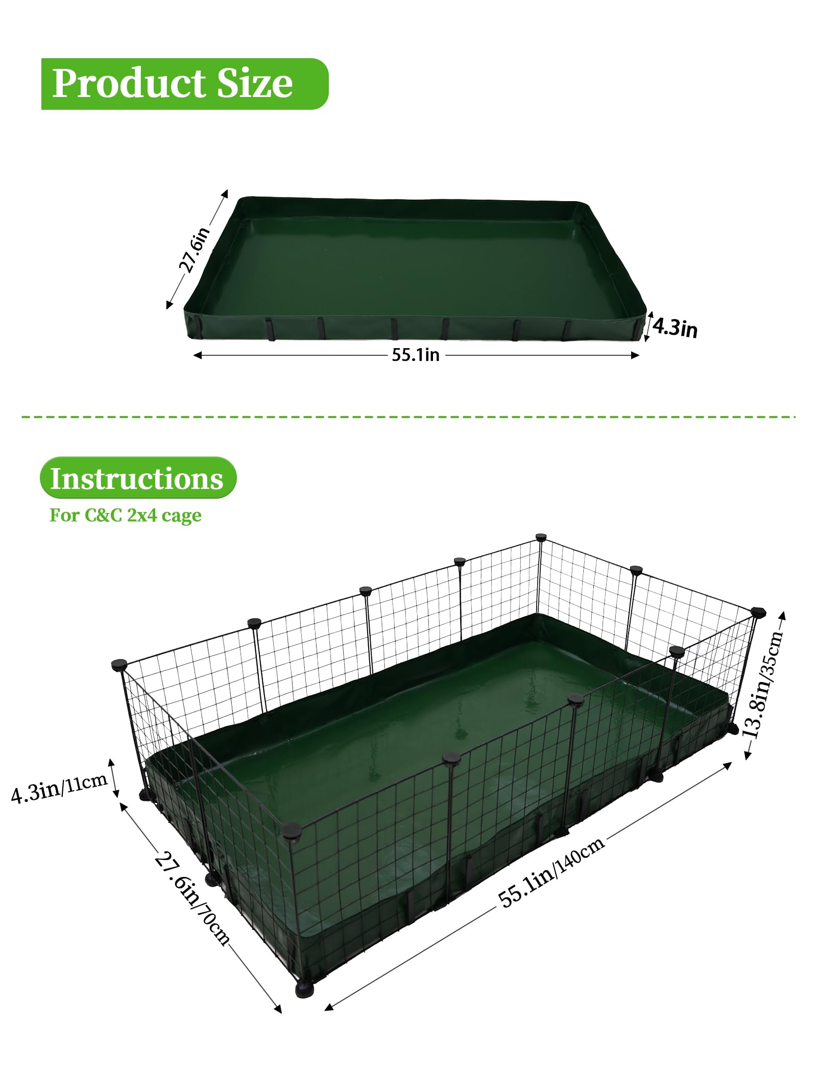 Ginidear Guinea Pig Cage Liner, Waterproof/Leakproof Base For Guinea Pig Cages. Reusable Bottom For Rabbits Hamsters Hedgehogs A