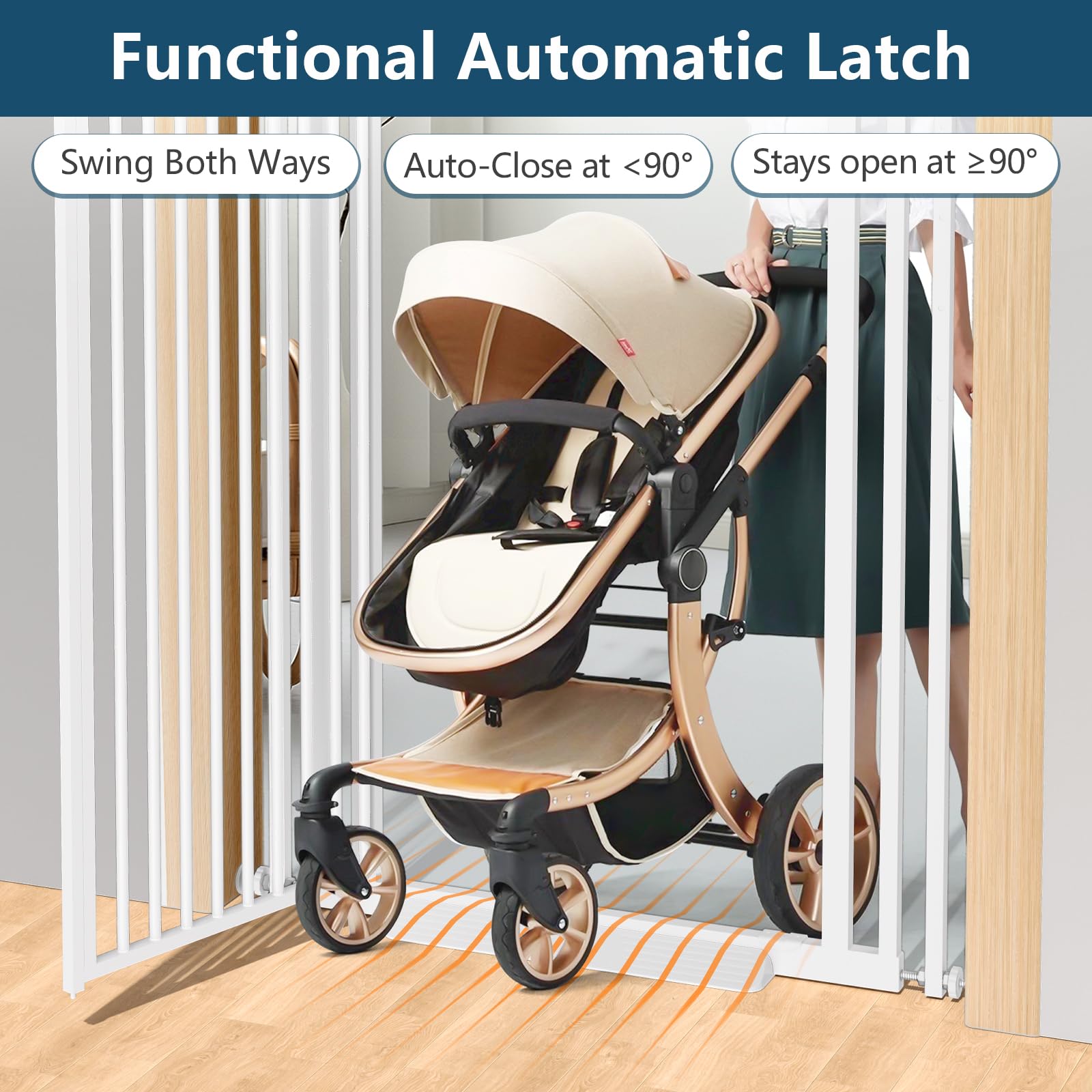 Senneny Extra Tall Cat Gate Height Adjustable from 59   -83   , No Drilling Auto-Close Pet Gate for Stairs and Doorways. Include