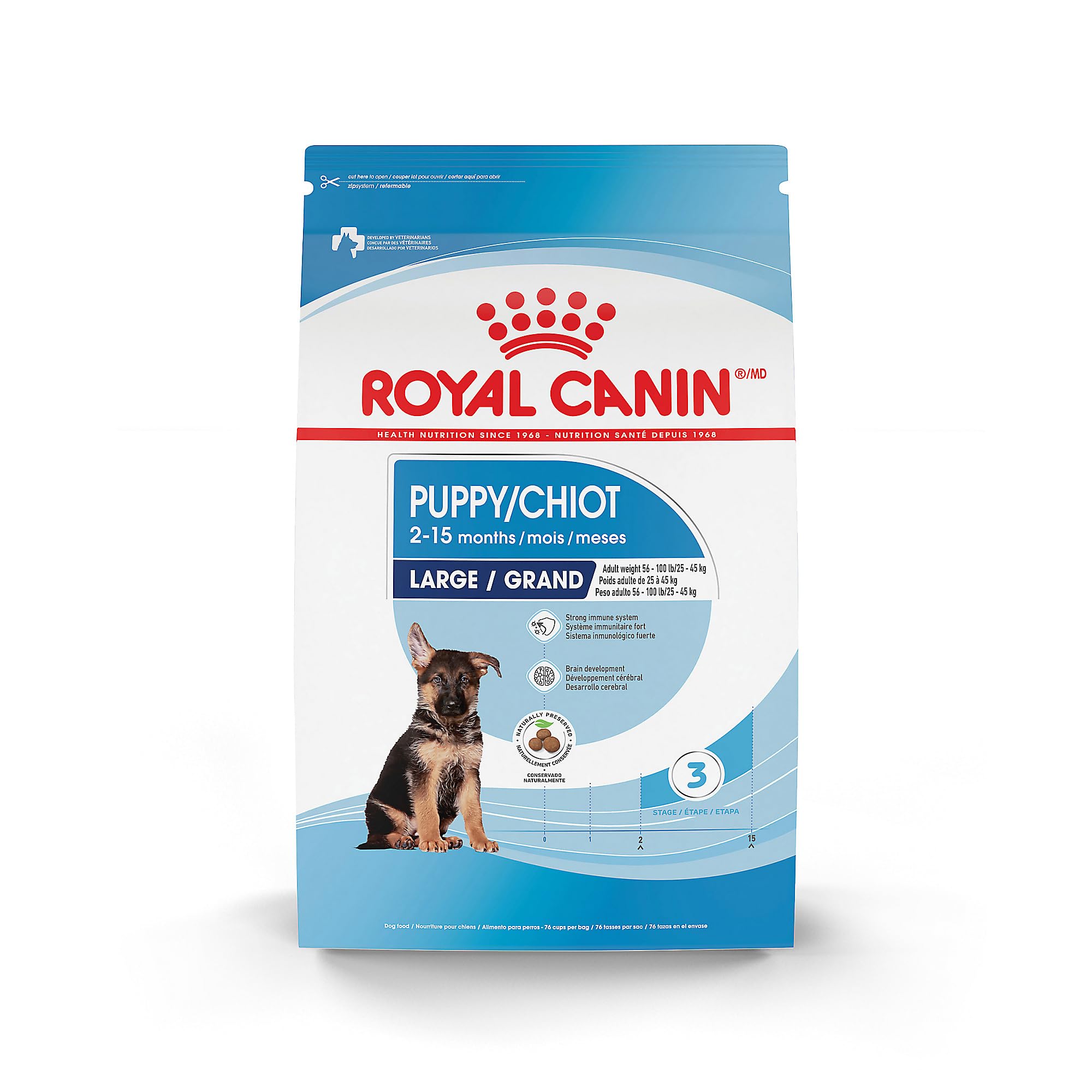 Royal Canin Size Health Nutrition Dry Large Breed Puppy Food, Supports Brain Development, Immune Support and Digestive Health, 3