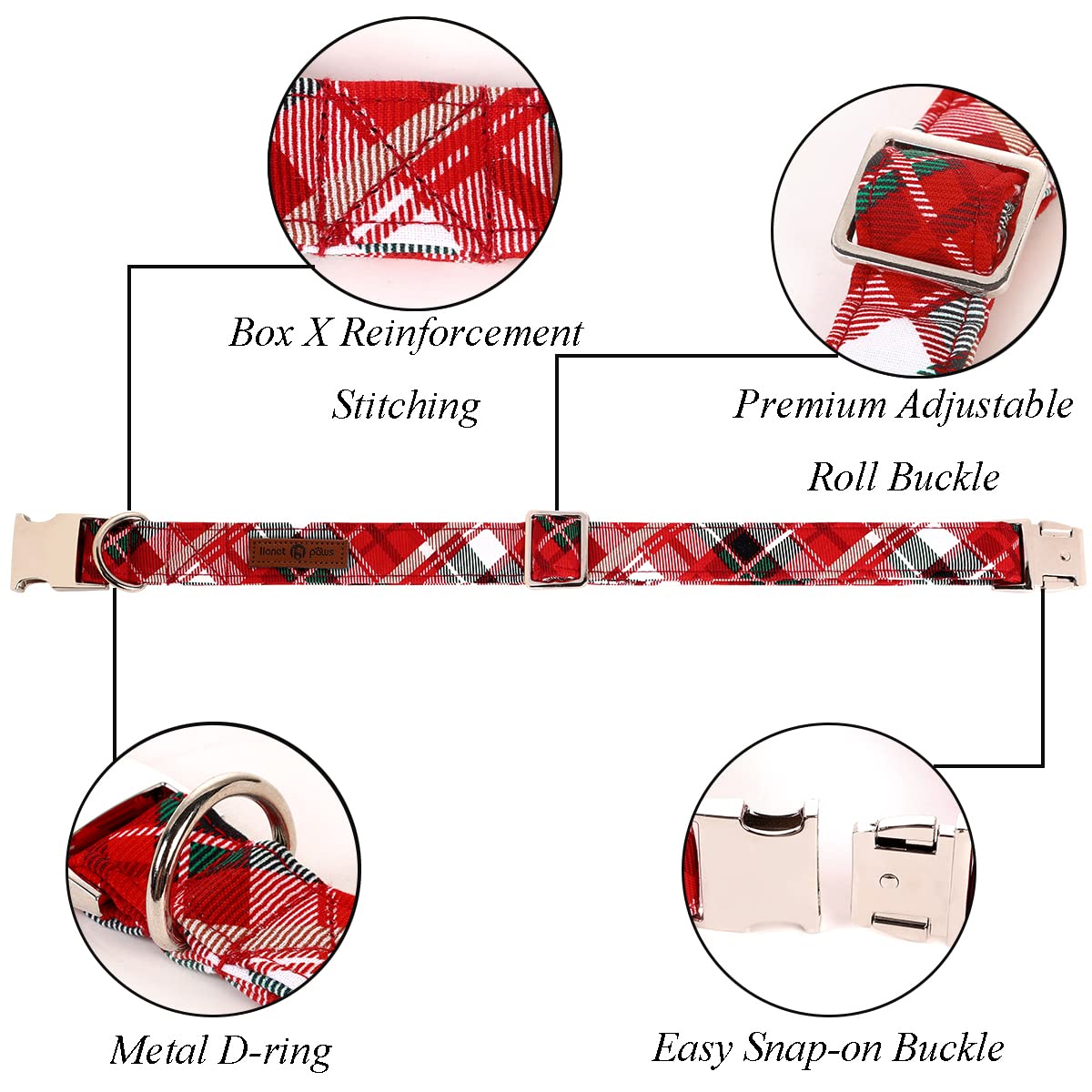 Lionet Paws Christmas Dog Collar With Bowtie, Dog Sailor Bow Collar With Metal Buckle For Dogs, Adjustable Comfortable Dog Colla