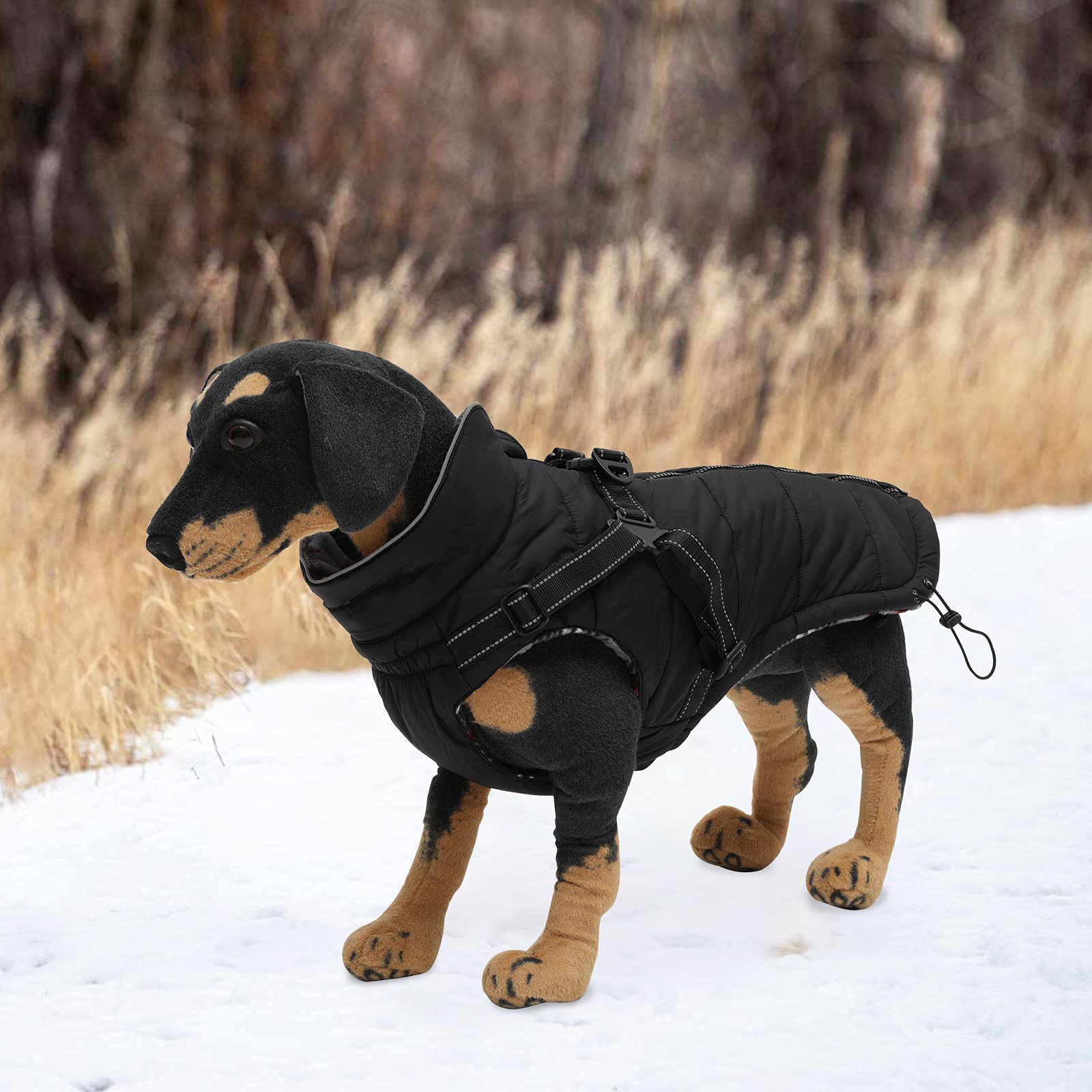 Geyecete Winter Warm Coat Waterproof Dog Winter Jacket with Harness Traction Belt,Pet Outdoor Jacket Dog Autumn and Winter Cloth