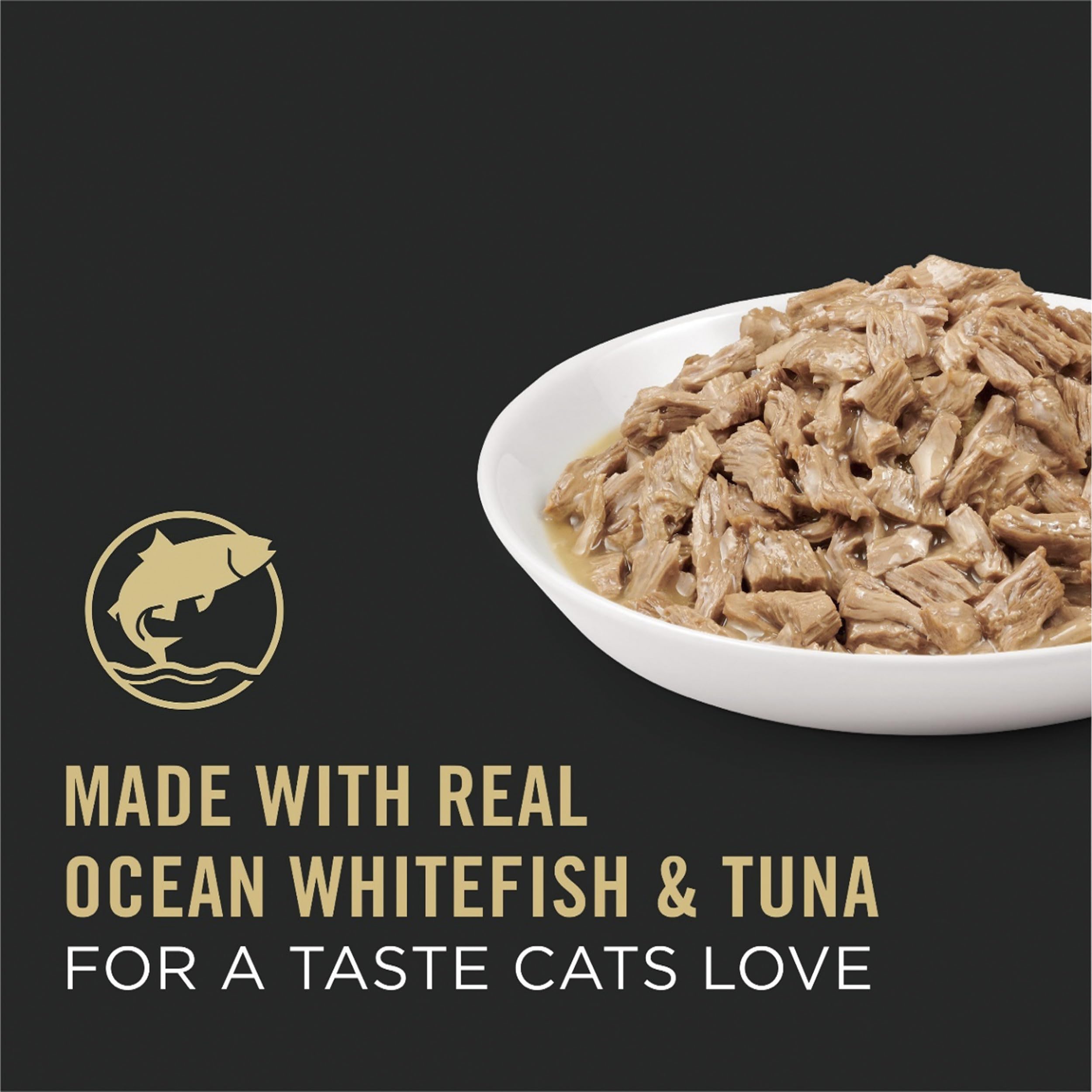 Purina Pro Plan Gravy, High Protein Wet Cat Food, Complete Essentials Ocean Whitefish and Tuna Entree in Sauce - (Pack of 24) 5.