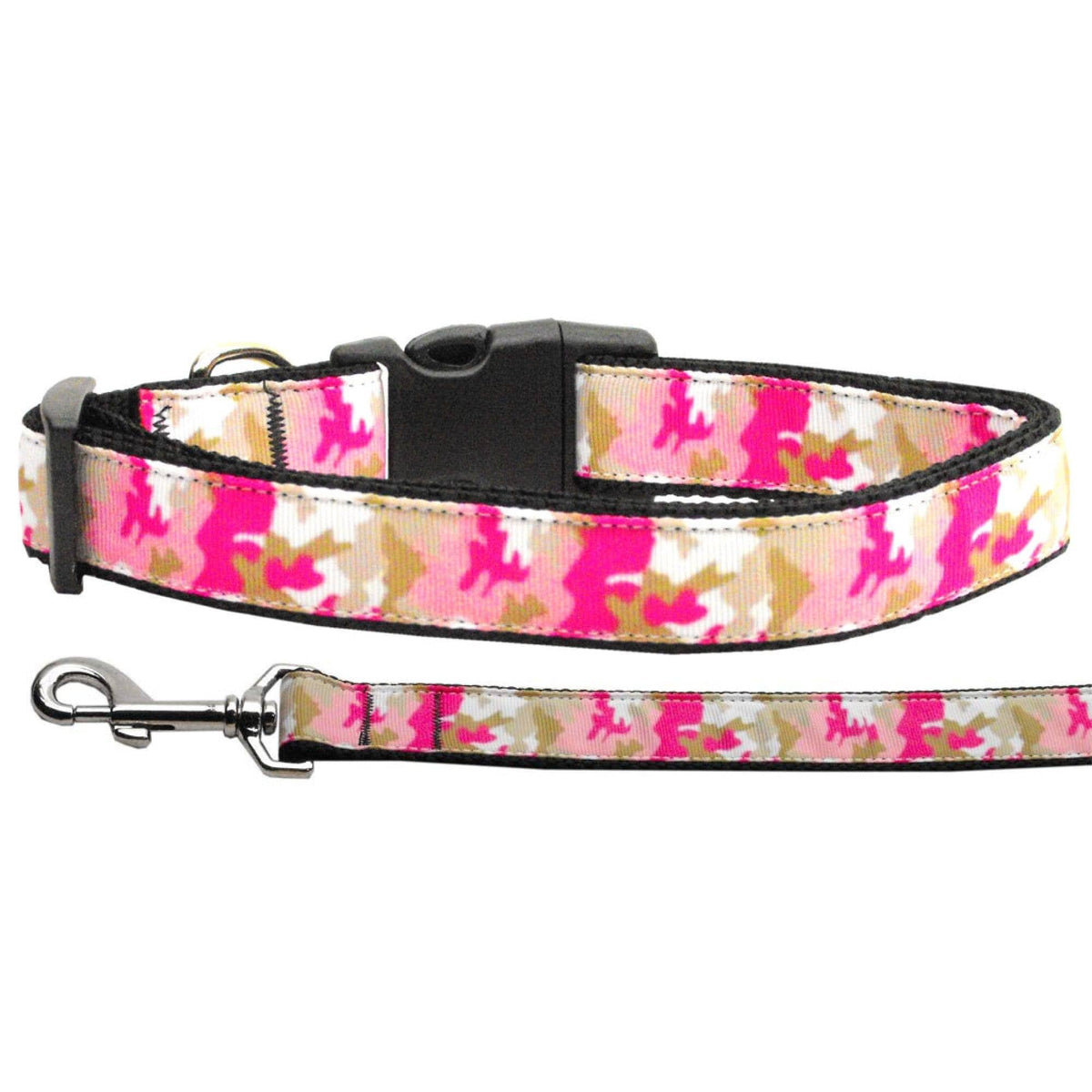 Pet Dog & Cat Nylon Collar or Leash, Prettypink Camo MD Collar