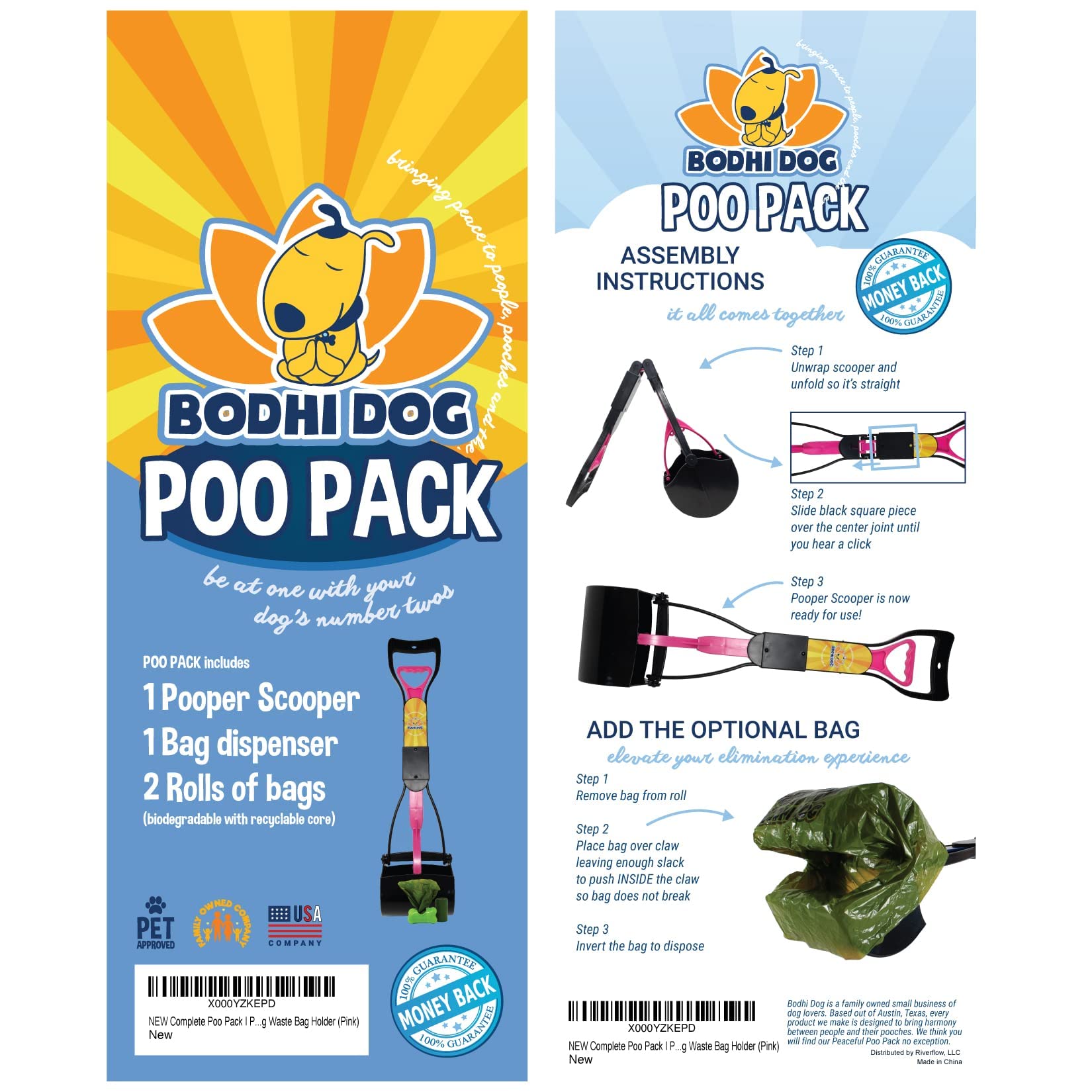 Bodhi Dog Complete Poo Pack | 24' Pooper Scooper, Poop Bags, And Pet Dog Waste Bag Holder | Perfect For Small, Medium, Large, Xl Pets - Great For Grass And Gravel