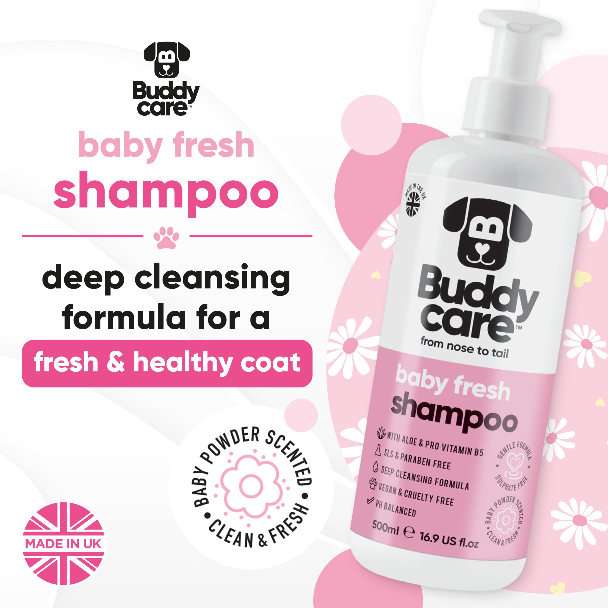 Baby Fresh Dog Shampoo By Buddycare | Deep Cleansing Shampoo For Dogs | Fresh Scented | With Aloe Vera And Pro Vitamin B5 (50.72