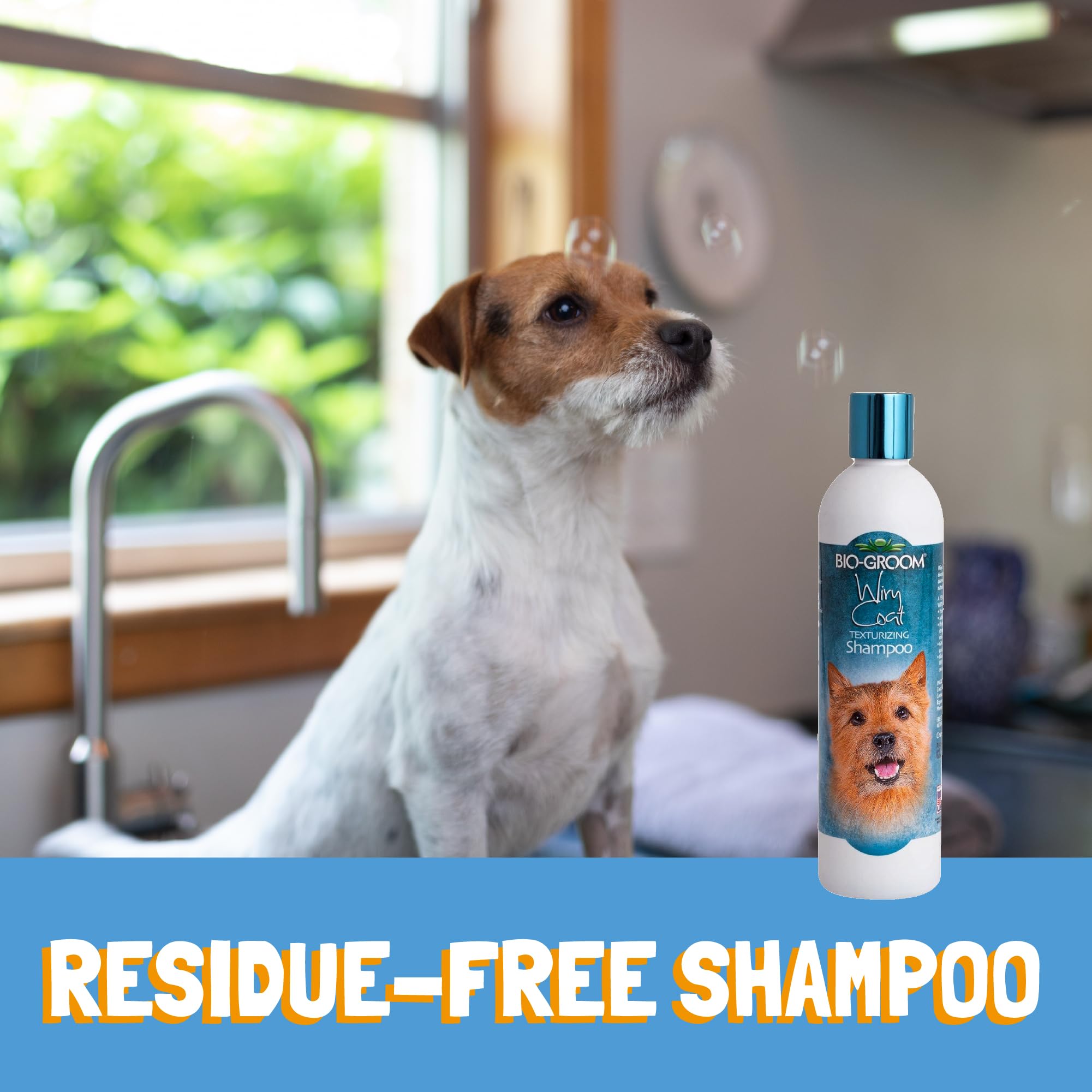 Bio-Groom Wiry Coat Dog Shampoo - Tearless, Bathing Supplies, Puppy Wash, Cat & Dog Grooming Supplies, Cruelty-Free, Made in USA