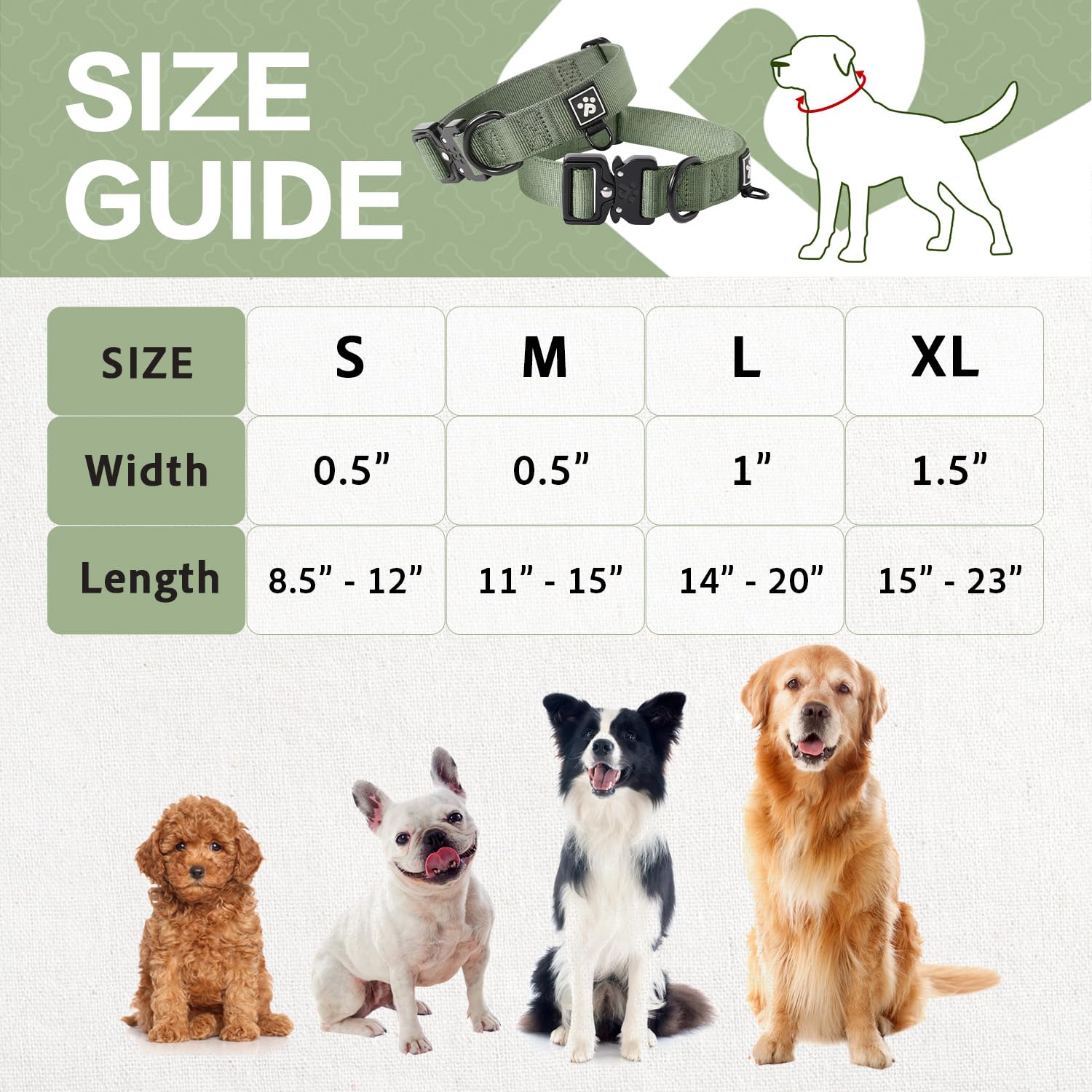 Pawspassion Heavy Duty Dog Collar For Medium Dogs, Chew Proof Metal Hardware, Reinforced Nylon Dog Collar With Metal Quick-Relea