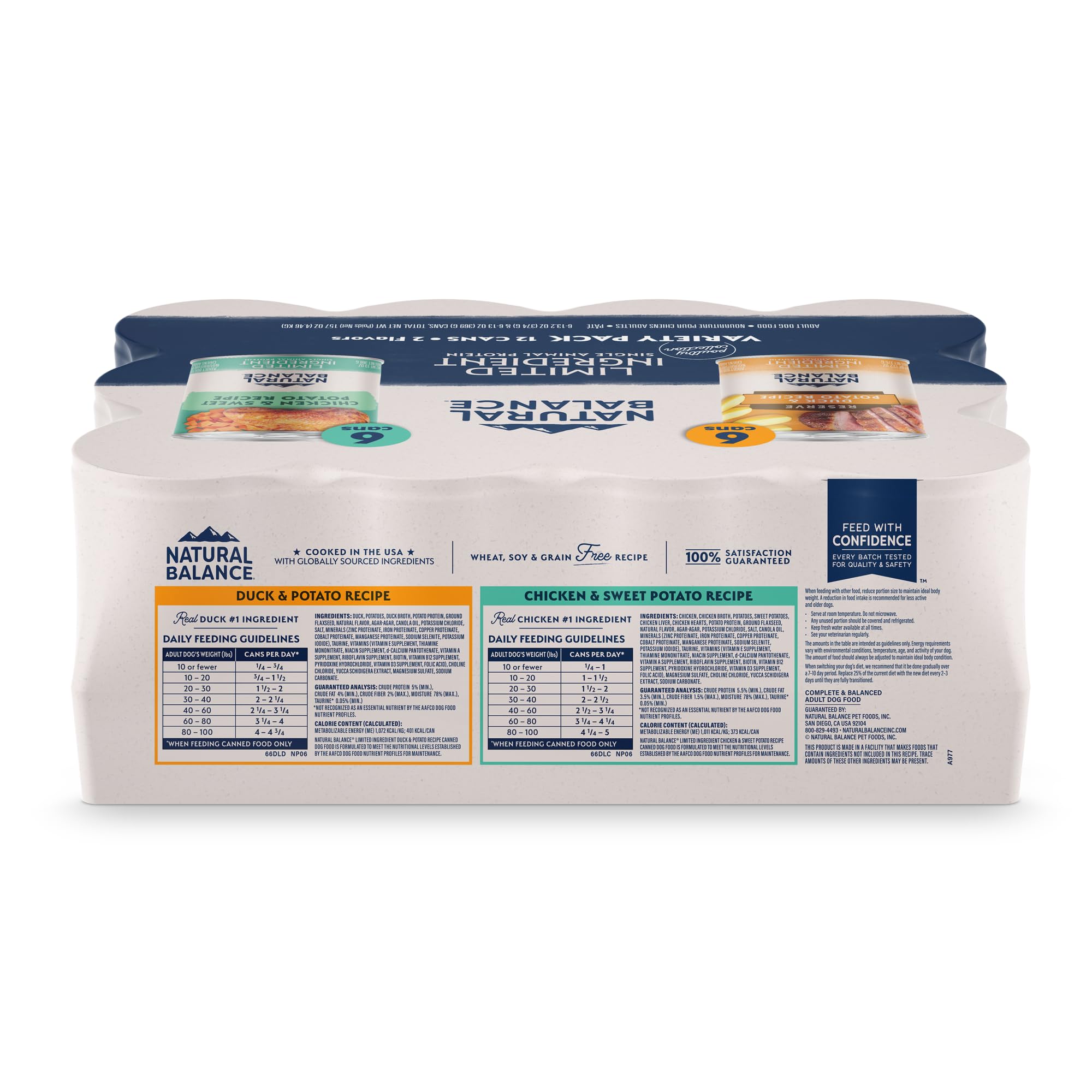 Natural Balance Limited Ingredient Wet Dog Food, Variety Pack, Reserve Duck & Potato and Chicken & Sweet Potato, 13oz., (Case of