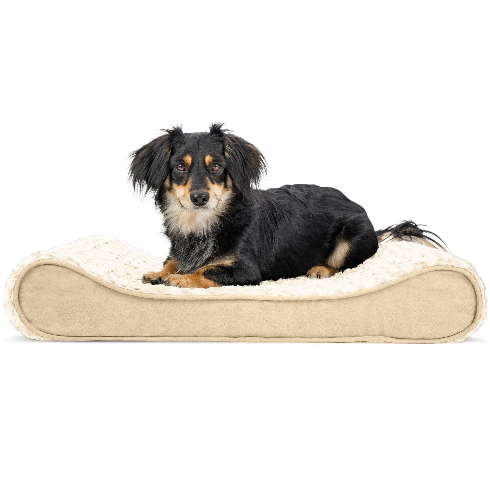 Furhaven Orthopedic Dog Bed For Medium/Small Dogs W/ Removable Washable Cover, For Dogs Up To 23 Lbs - Ultra Plush Faux Fur & Su