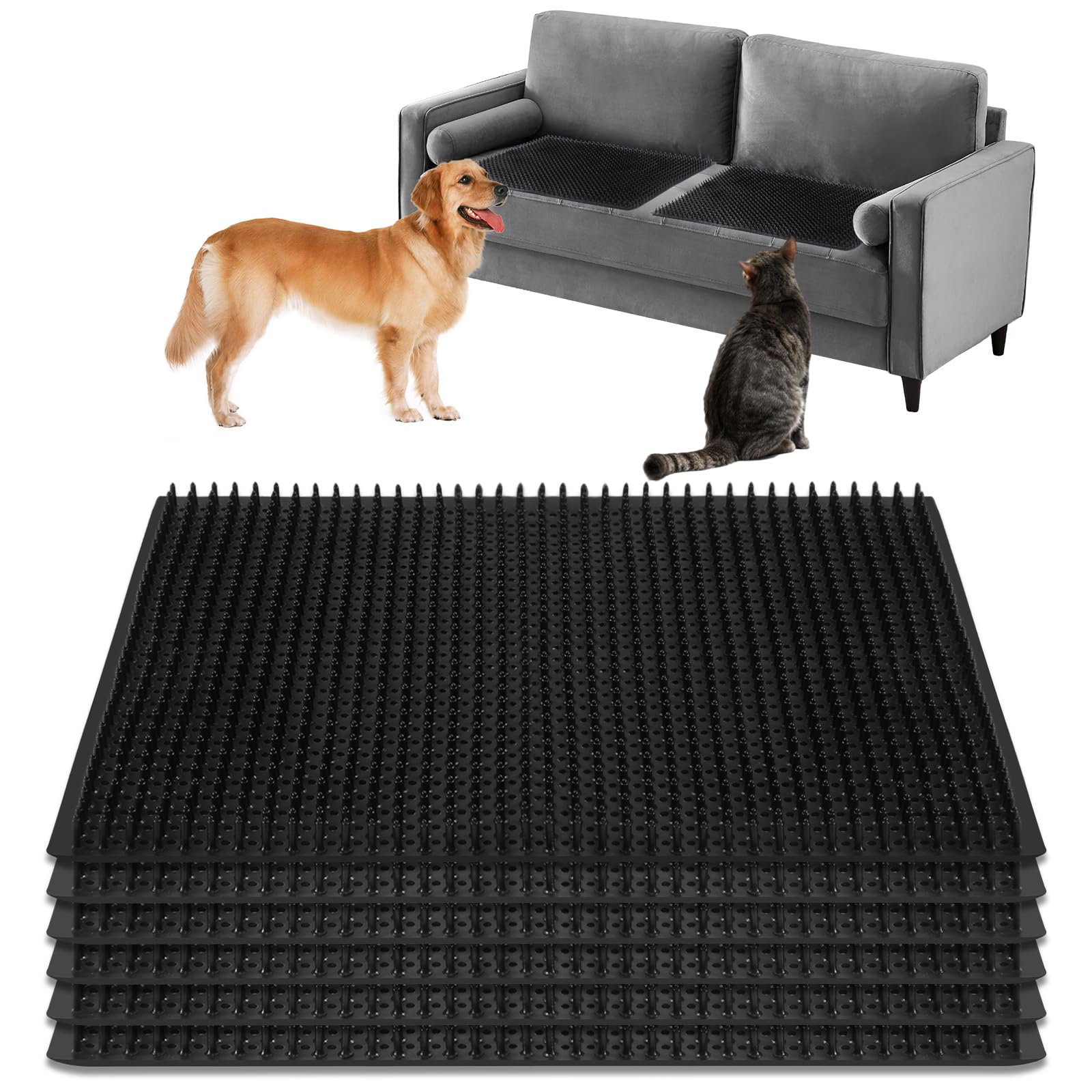 6 PCS Scat Mats for Dogs and Cats Keep Dogs Off Couch Keep Cats Off Countertops Heavy-Duty Soft and Harmless to Pets(11.8inch*11