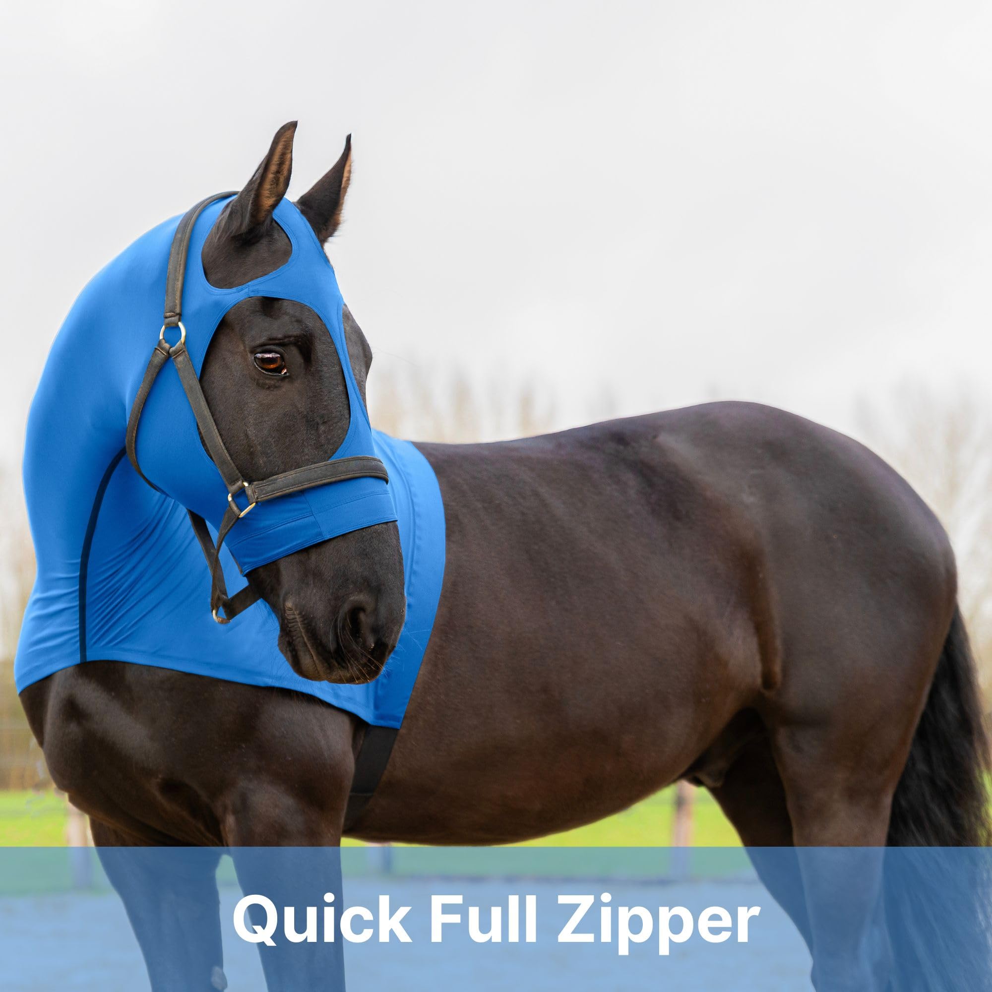 Resistance Horse Hood Slinky Spandex Zippered Mane Braid Shoulder Guard - Horse Sleazy Slickers Care Sheet