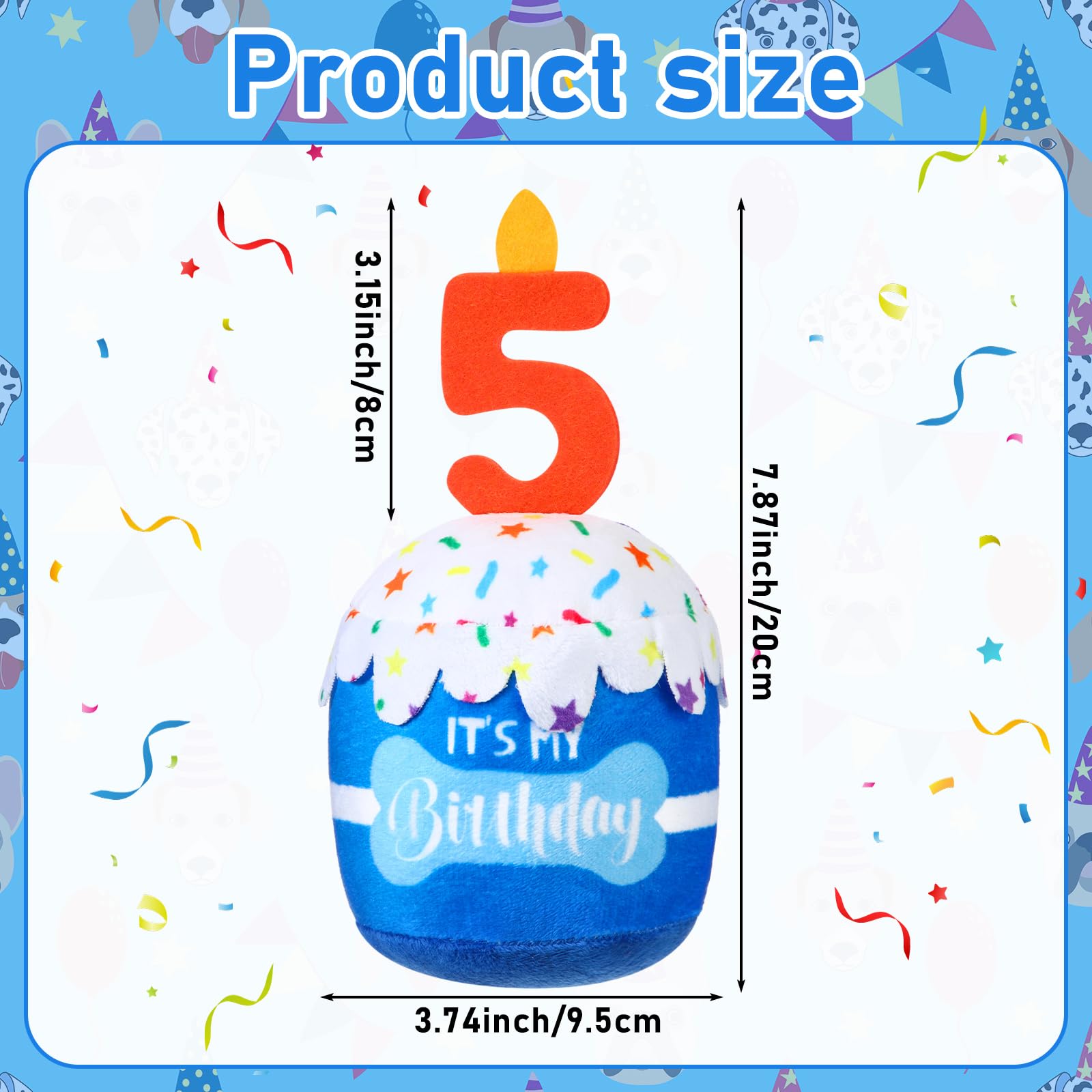 Dansydaisy Dog 5Th Birthday Cake Toy Accessories For Girl Boy Gifts, Blue Squeaky Plush Toy For Dog Birthday Party Decor Favor F