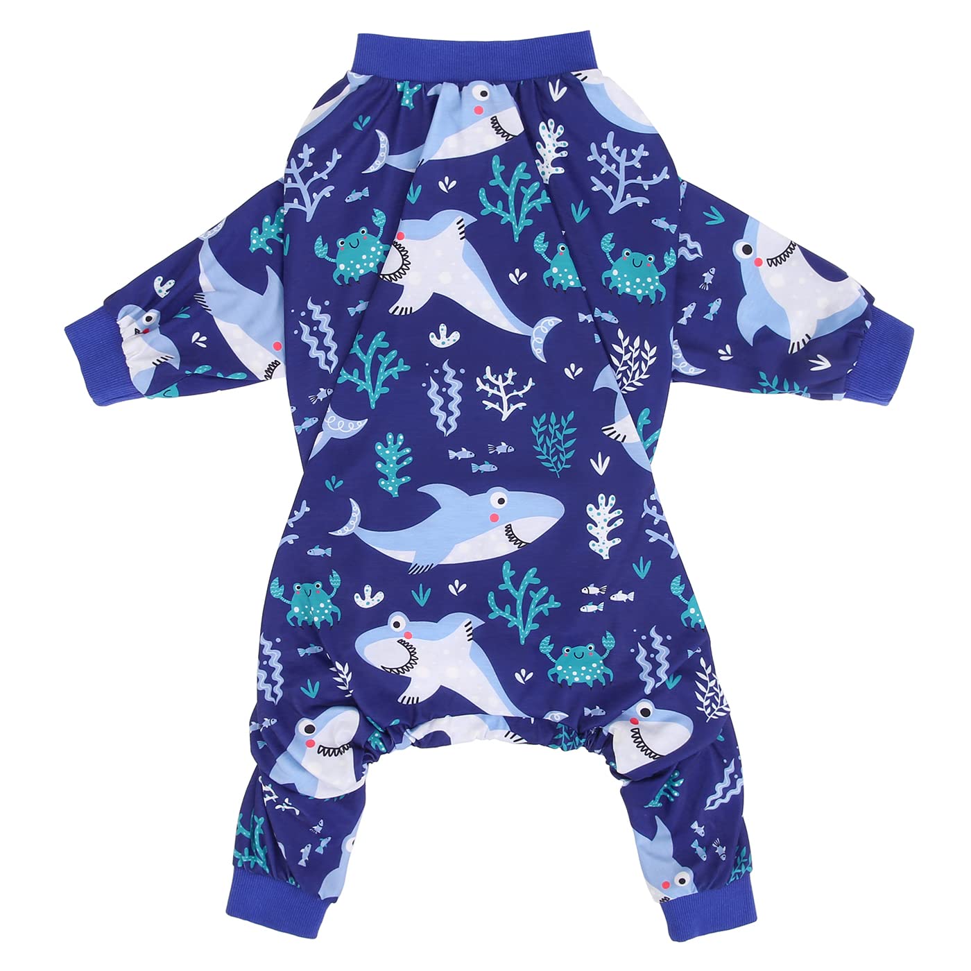 HDE Dog Pajamas One Piece Jumpsuit Lightweight Dog PJs Shirt for M-3XL Dogs Sharks - XXL