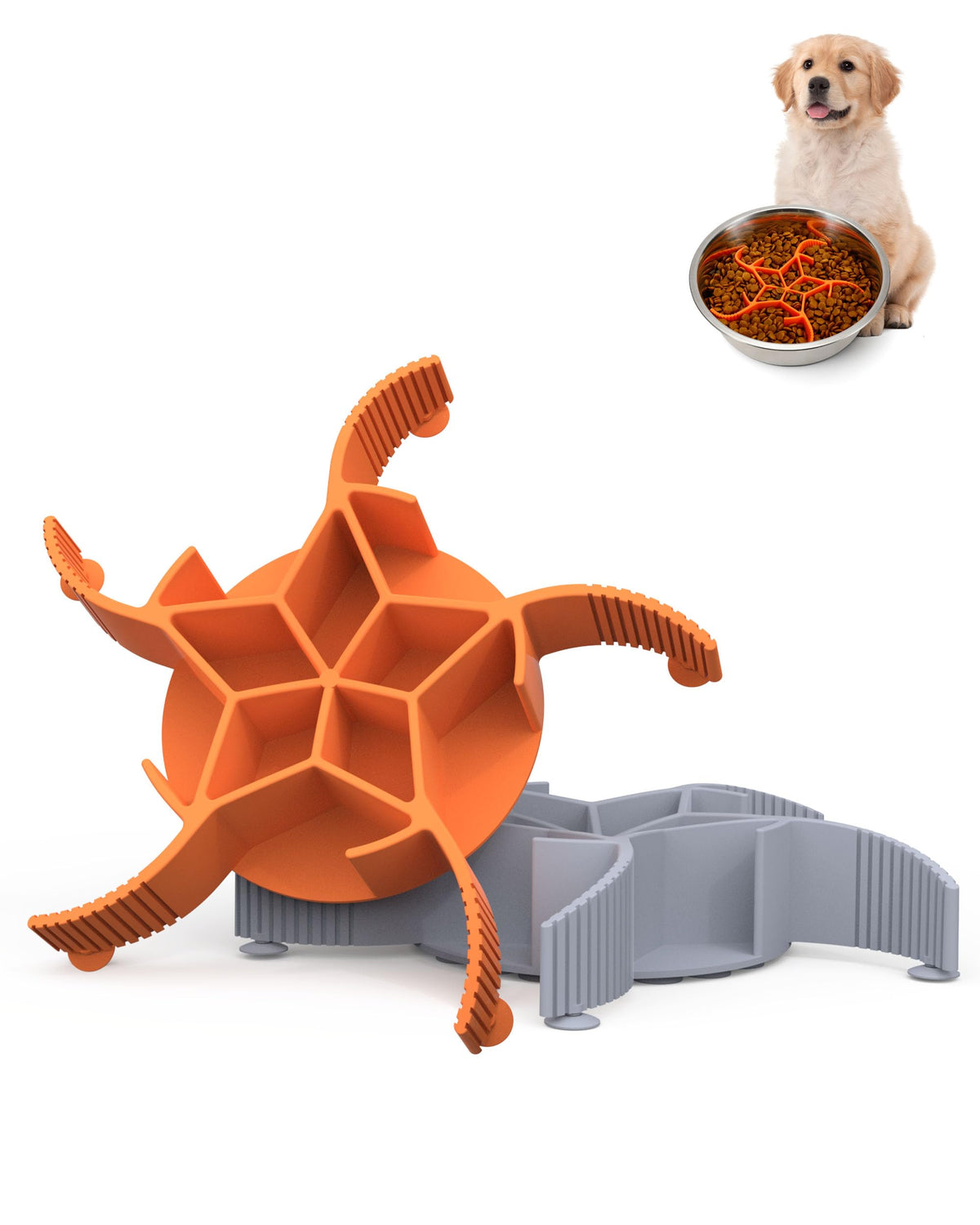 Xuepett Slow Feeder Insert For Dog Bowls - Upgraded Griper System, Star Maze Design