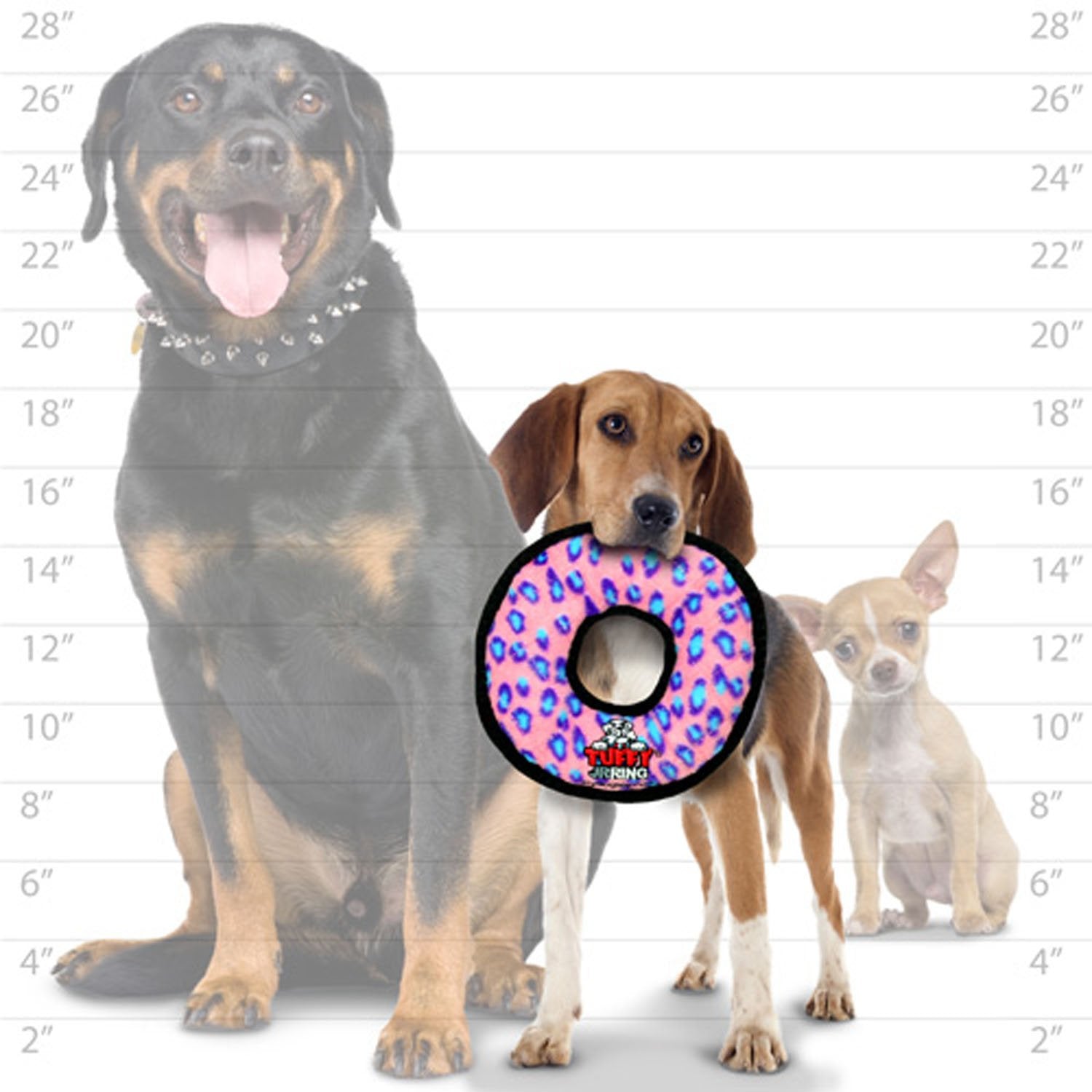Tuffy - World'S Tuffest Soft Dog Toy -Junior Ring- Pink Leopard -Squeakers -Multiple Layers.Made Durable, Strong & Tough.Interactive Play(Tug, Toss & Fetch).Machine Washable & Floats