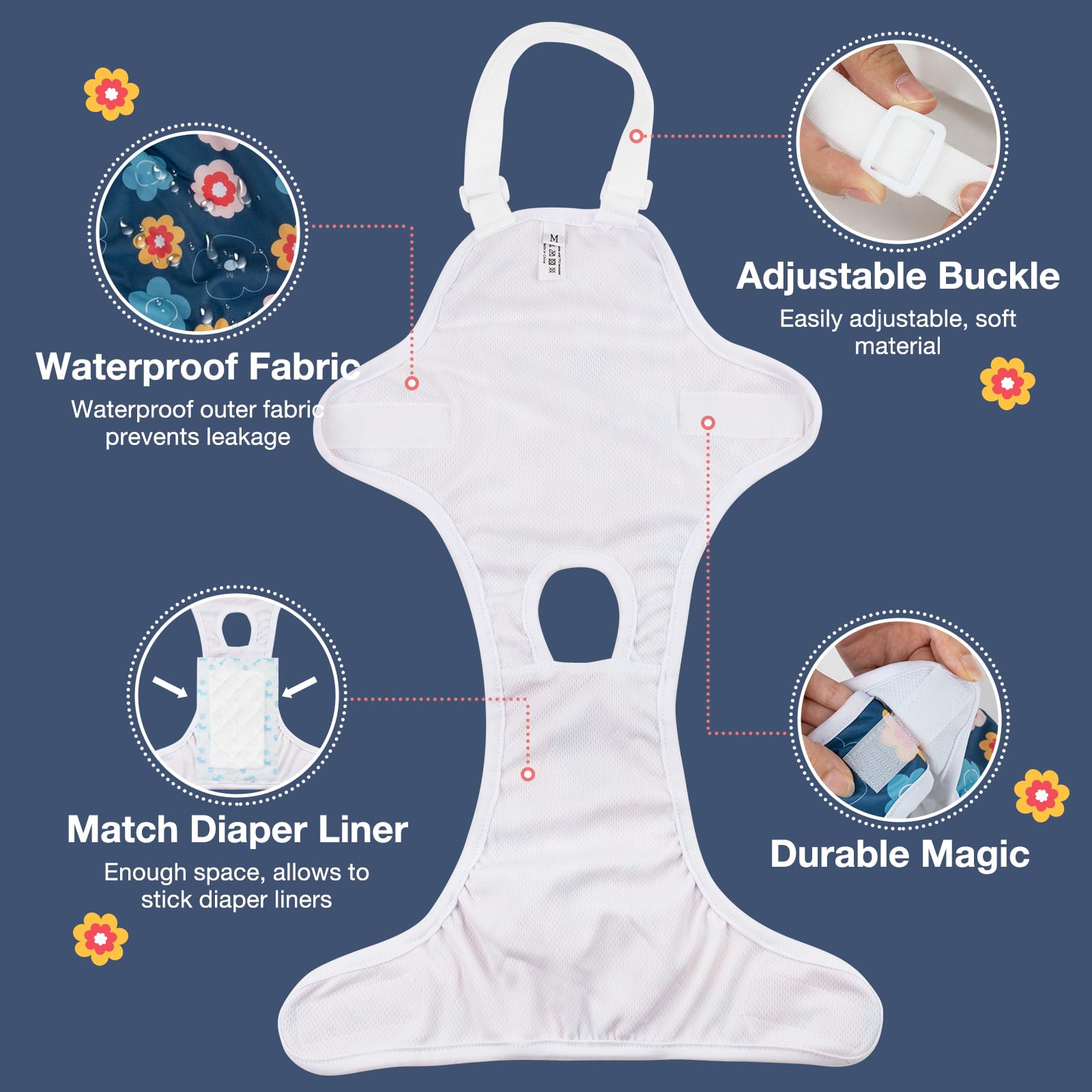 Micooyo Dog Diaper Onesie Sanitary Pantie With Adjustable Suspender Washable Dog Period Panties Doggie Diapers Pet Underwear Fem