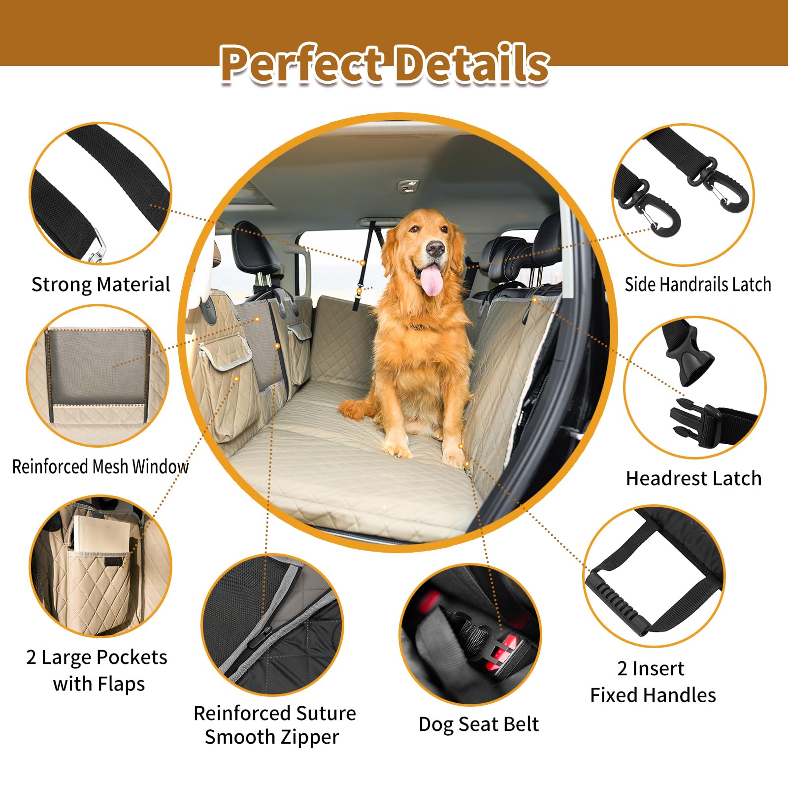 Nxwjoy Dog Seat Cover For Back Seat Pet Cover For Dogs Hard Bottom Extender Seat Cover Car Seat Protector Waterproof Dog Hammock