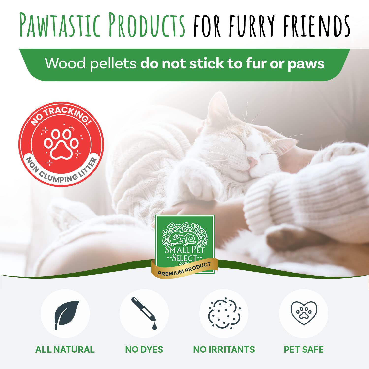 Small Pet Select Premium Pine Pelleted Cat Litter, 100% All Natural Pellet Kitty Litter, Non Clumping Non Tracking Low Dust Litt
