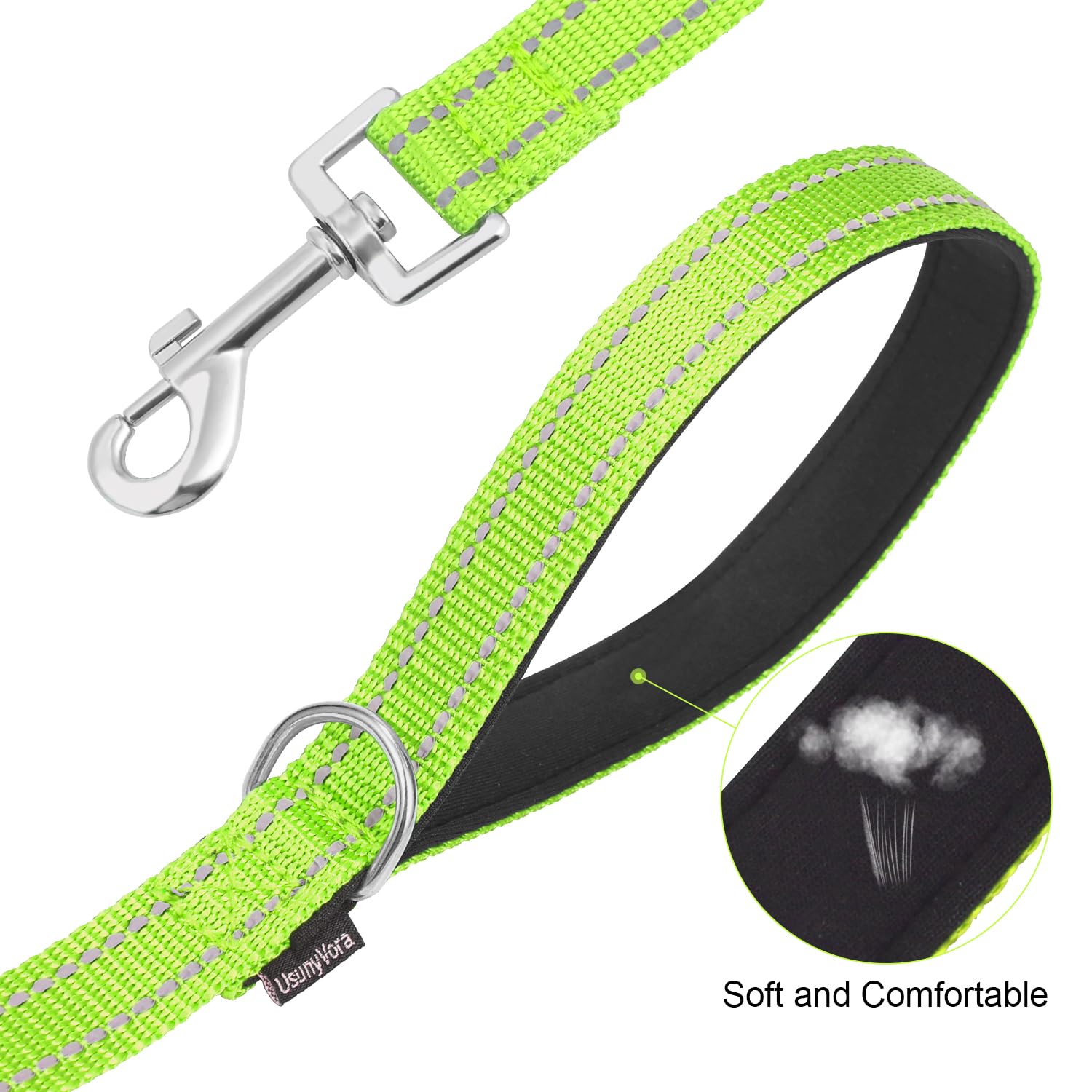 Usunyvora Reflective Nylon Dog Leash For Walking,Strong Dog Leash With Padded Handle For Medium And Large Dogs,4 Ft,Green