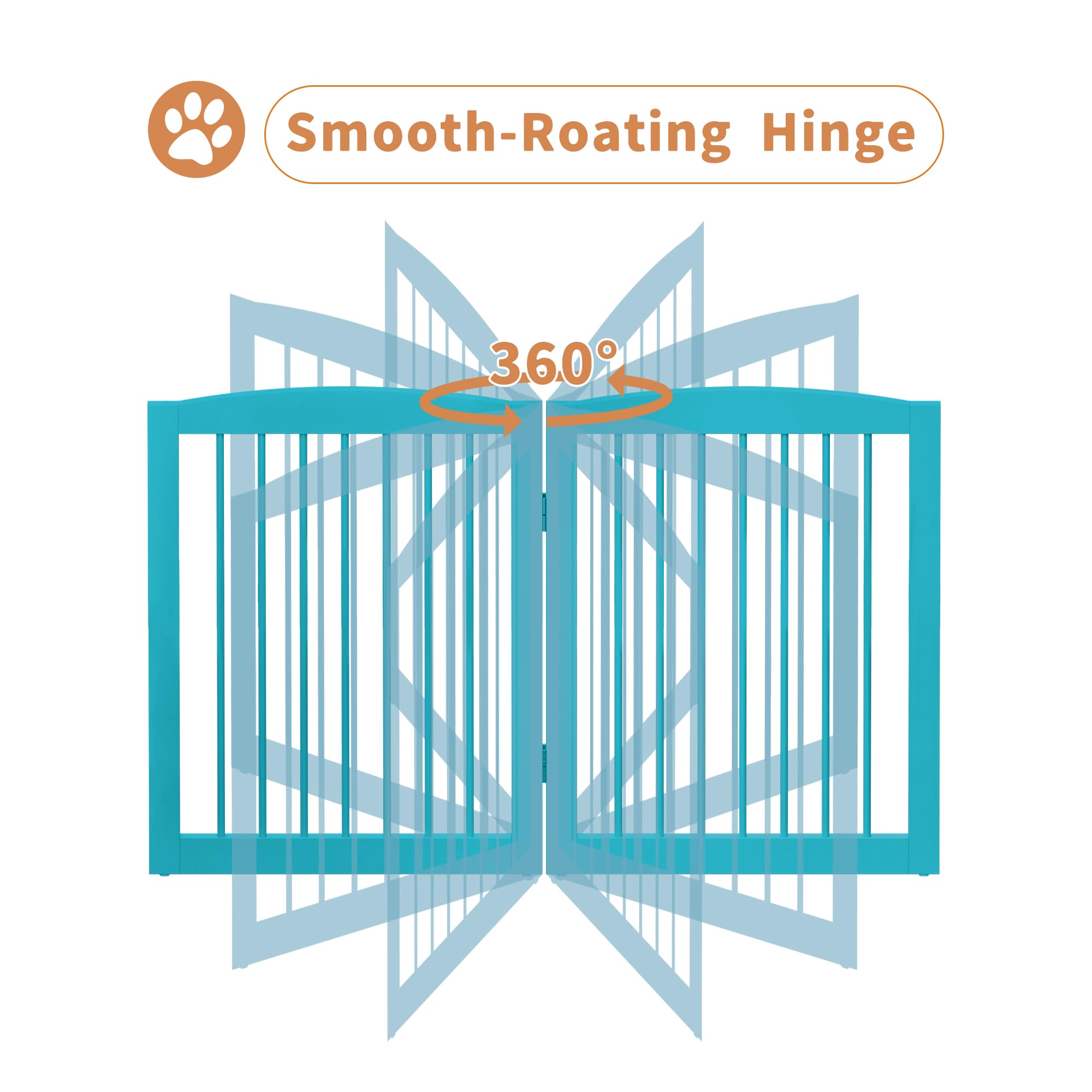 PUPETPO Freestanding Dog Gates with Door Walk Through, Dog Gate for Stairs, 80 inch Wide Dog Gates Indoor, Dog Fences Indoor, Su