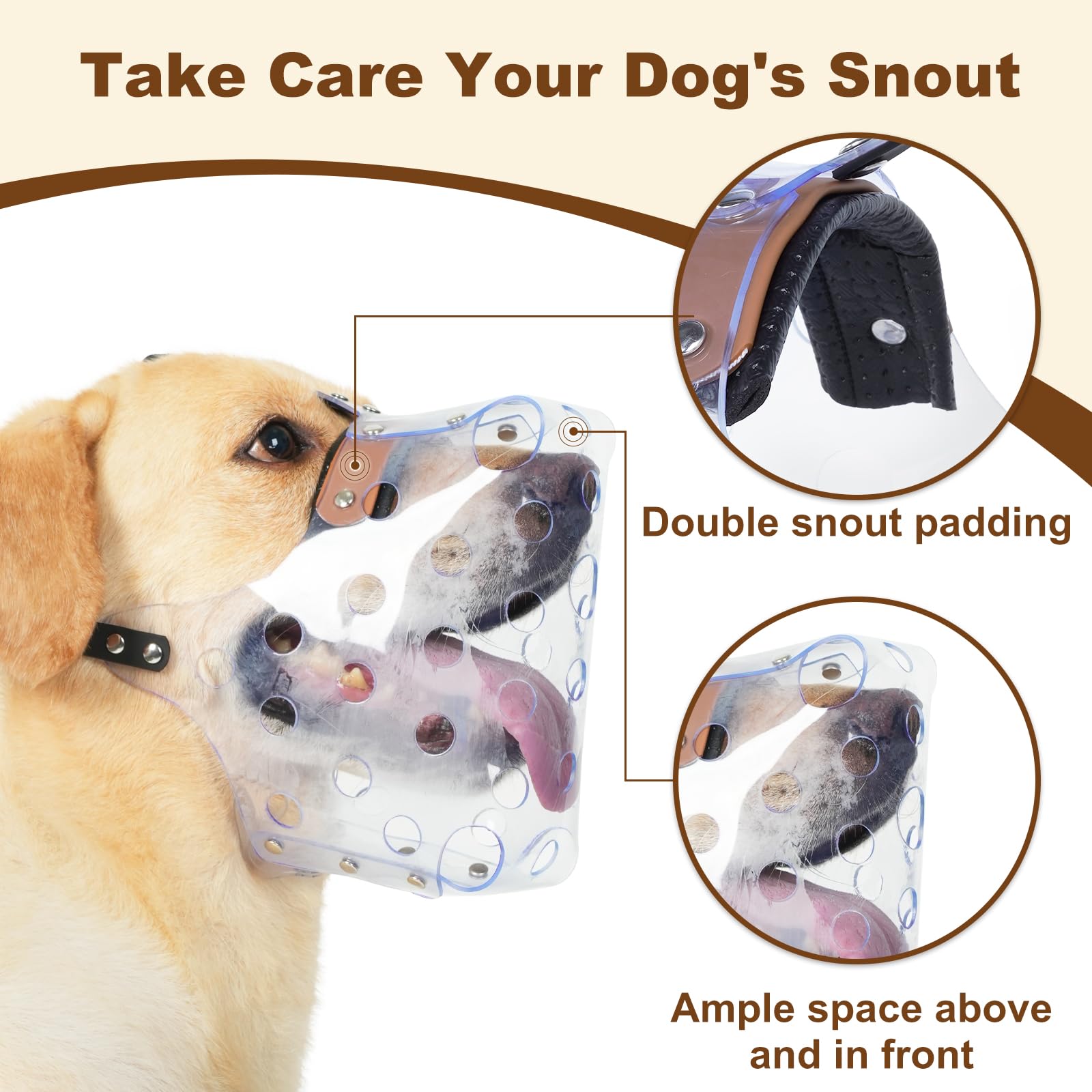 Mayerzon Dog Muzzle, Basket Muzzle For Large Medium Small Dogs, Humane Cage Mouth Guard To Prevent Biting Chewing Eating, Breath