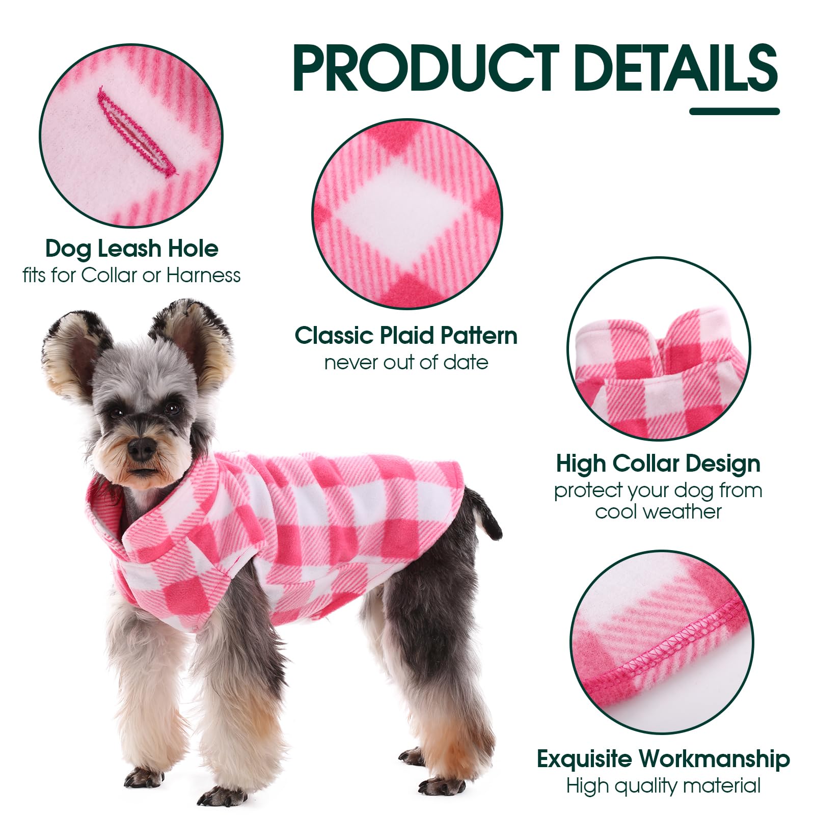Kuoser Stretch Fleece Vest: Soft Plaid Dog Sweater For Small Dogs & Cats, Warm Coat Jacket - Winter Clothes For Teddy, Chihuahua