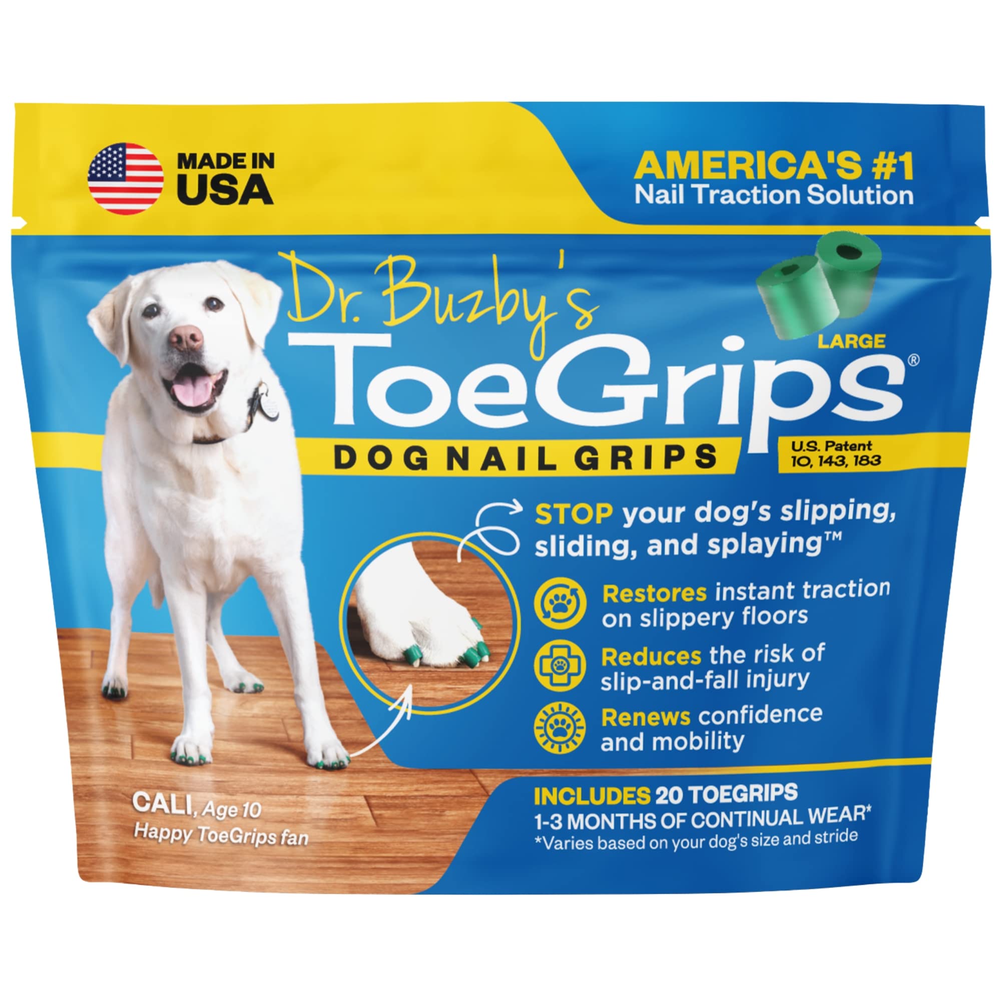 Dr Buzby'S Large Toegrips For Dogs - Instant Traction On Wood/Hardwood Floors - Dog Anti Slip Relief - Dog Grippers For Senior D