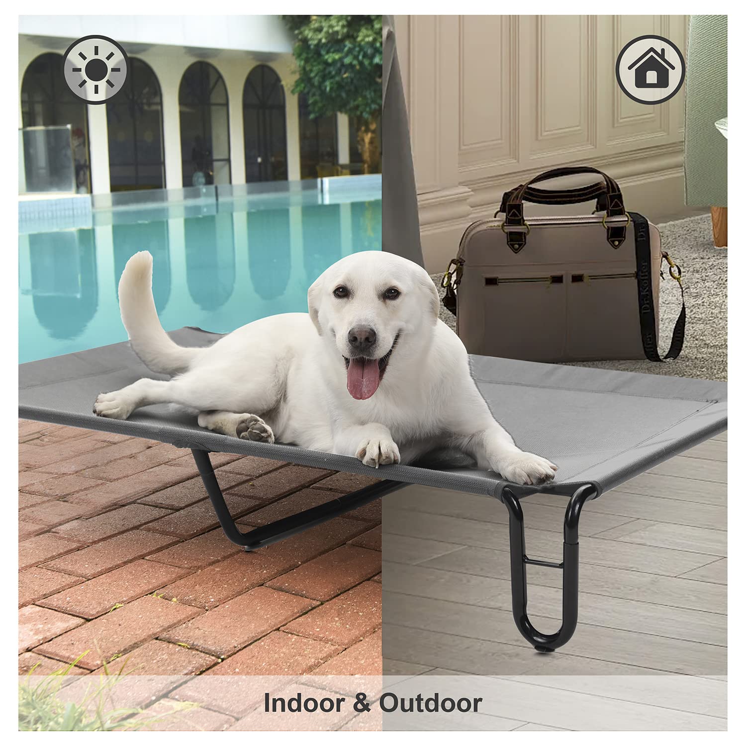 Pettycare Elevated Outdoor Dog Bed - Dog Cots Beds For Large Dogs Xl, Waterproof Raised Dog Bed Easy To Assemble, Cooling Elevat