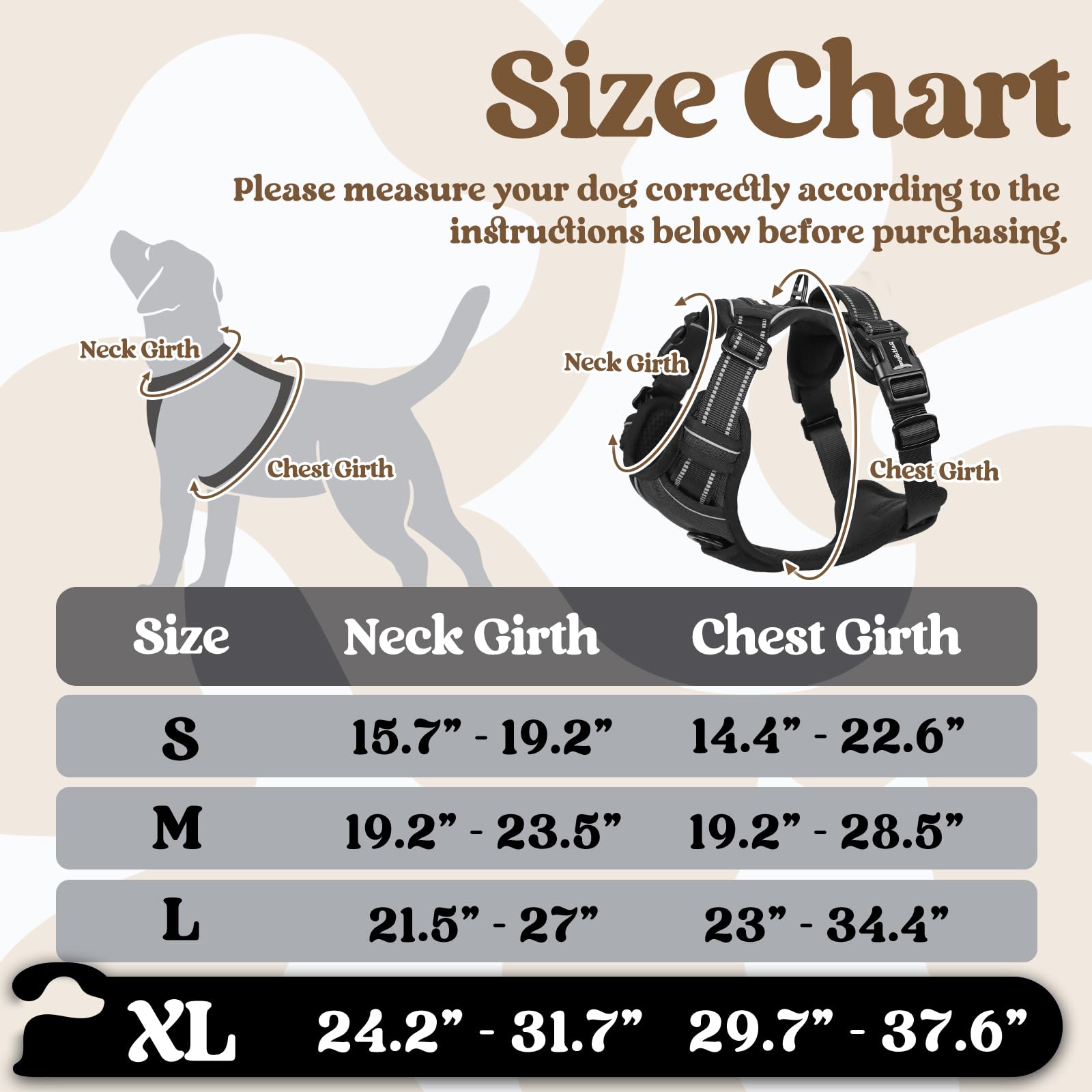 Rabbitgoo Dog Harness For Large, No Pull Pet Harness With 3 Buckles, Adjustable Soft Padded Pooch Vest With Instant Control Handle, Easy Walking Reflective Pet Vest For Extra Large Dogs, Black, Xl