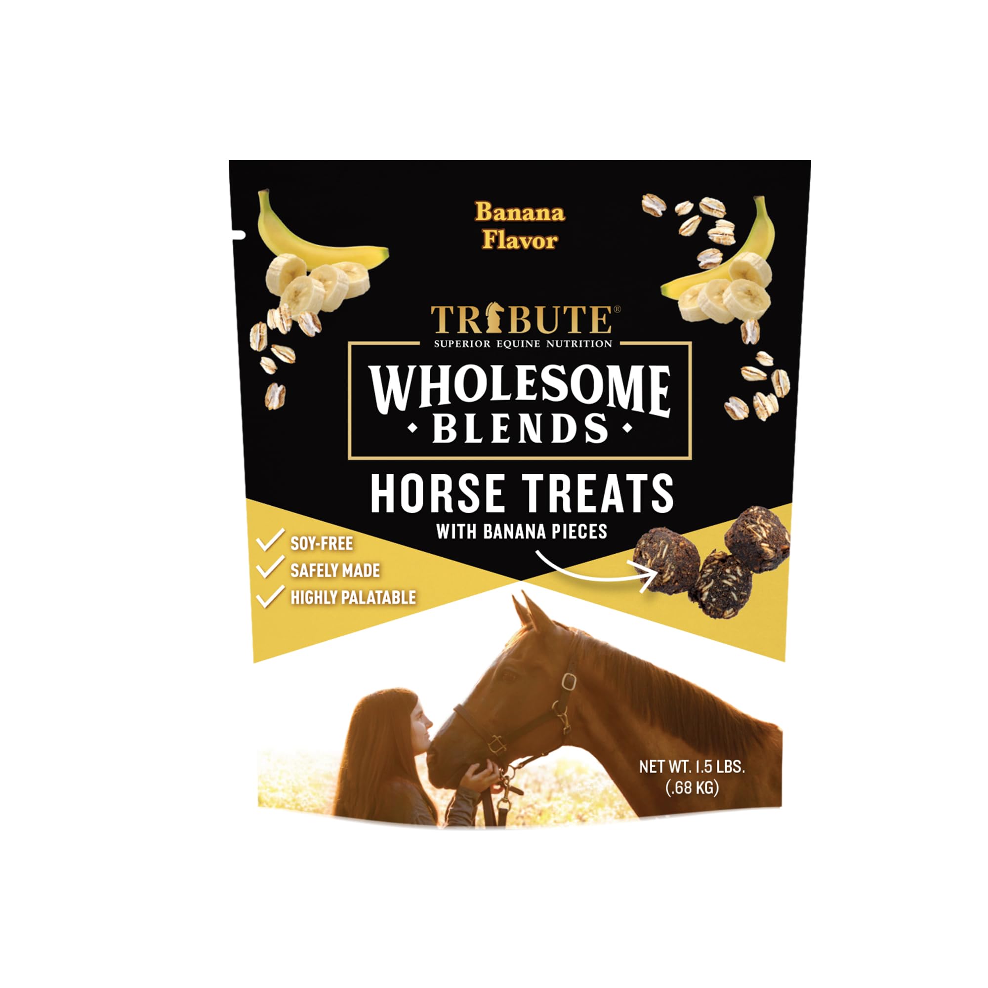 TRIBUTE Wholesome Blends Soy-Free Banana Flavored Horse Treats, 1.5 lb Bag
