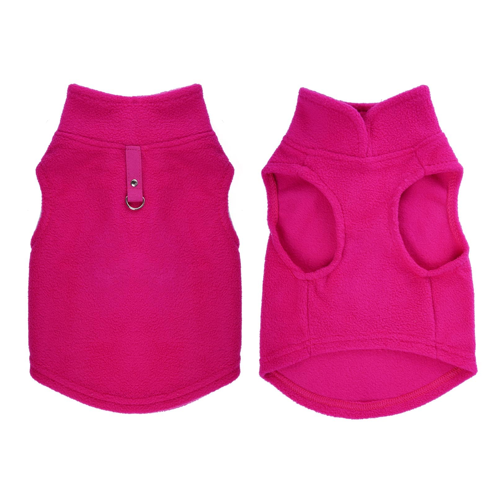 Rbenxia Rose Red Dog Sweater With Leash Ring Soft Fleece Vest Pullover Warm Jacket Pet Clothes Winter Outfits For Small Puppy Ca