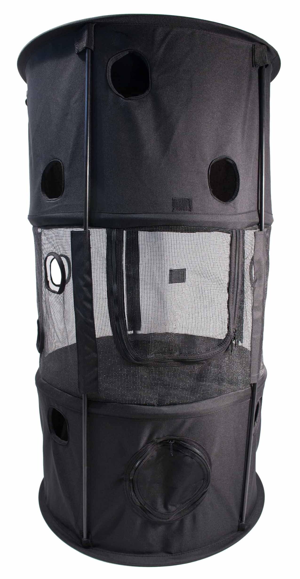 Pet Life 'Climber-Tree' Play-Active Travel Collapsible Lightweight Kitty Cat Tree House Lounger, One Size, Black