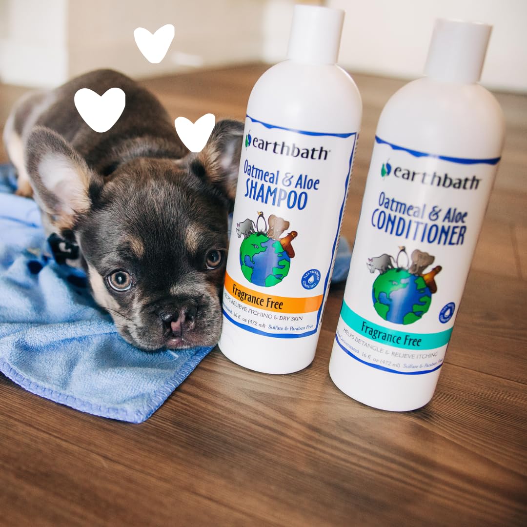 Earthbath Oatmeal & Aloe Dog Shampoo & Conditioner - Dog Wash, Helps Dry Itchy Skin, Made In Usa, Fragrance-Free, Pet Bathing Su