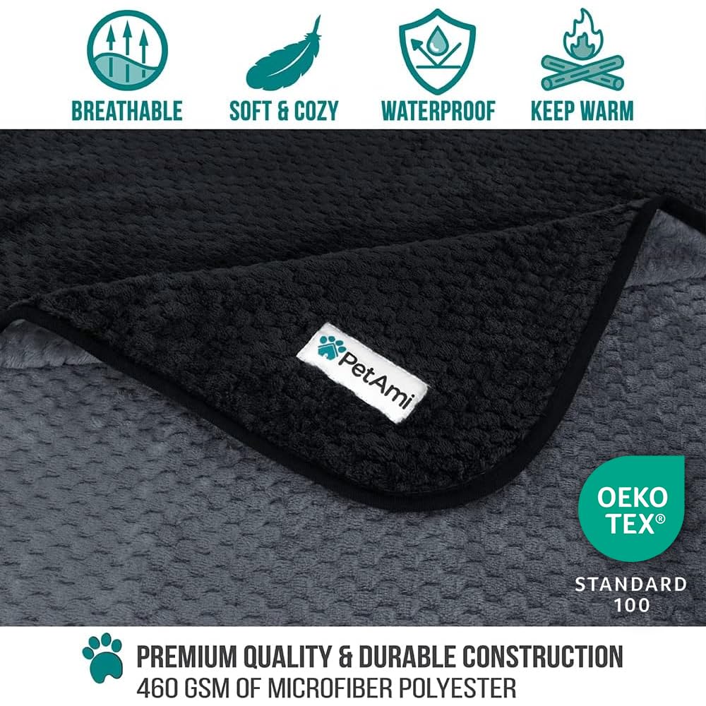 PetAmi Waterproof Dog Blanket, Leakproof XL Pet Blanket for Large Dogs, Furniture Sofa Couch Cover Protector, Fleece Cat Throw B