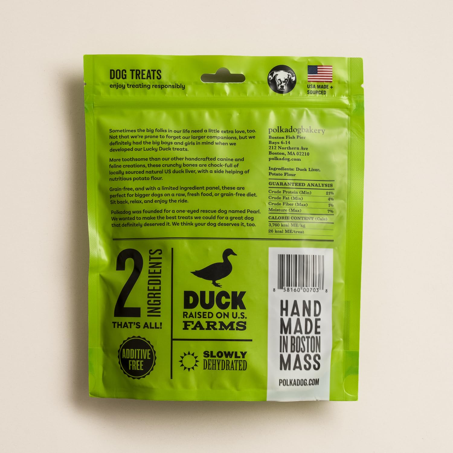 Polkadog Lucky Duck Bone-Shaped Dog Treats, Cat Snacks - All-Natural Pet Treats for Kittens, Puppies - Bite-Sized, Crunchy Snack