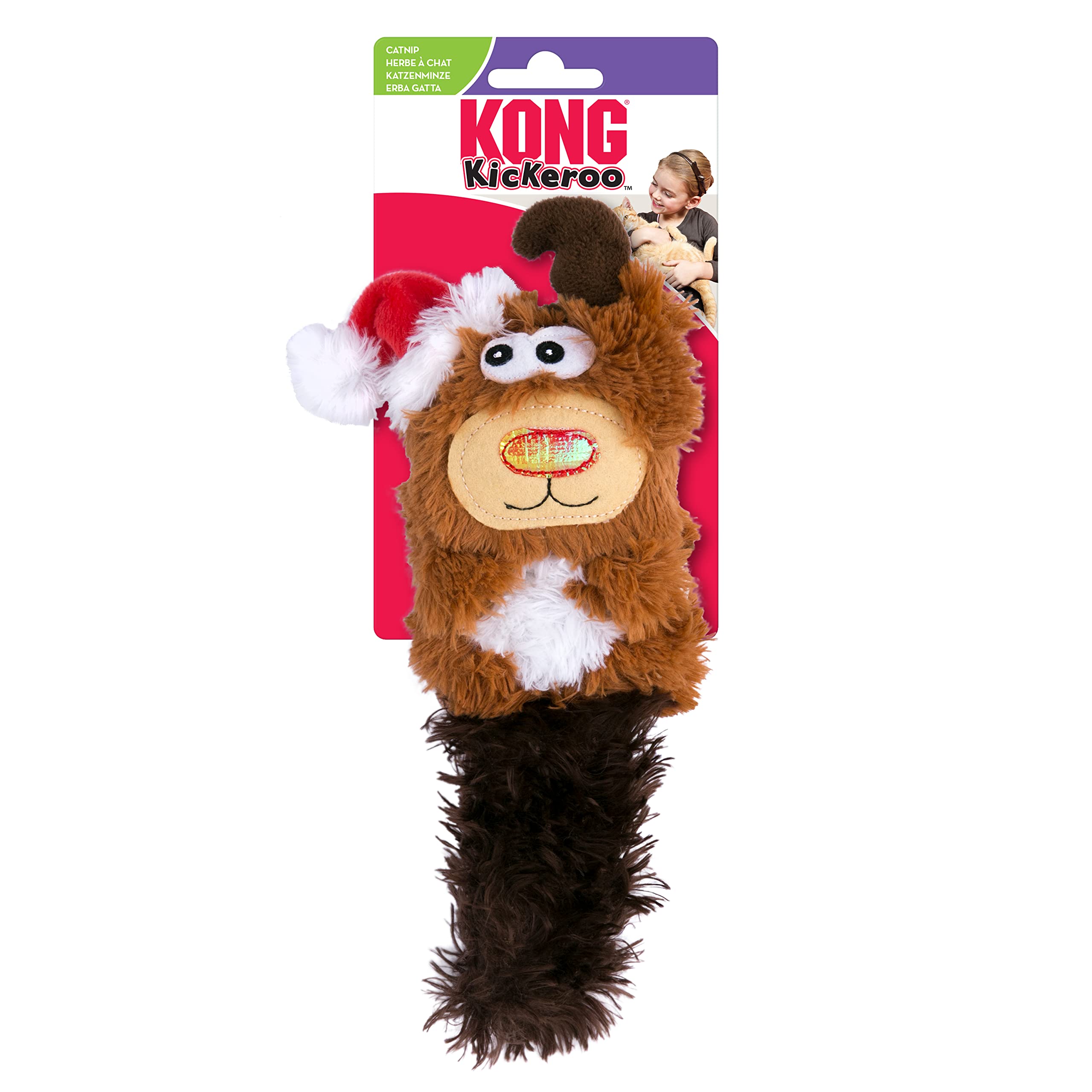 Kong Holiday Kickeroo Cat Toy - Reindeer Or Snowman, Catnip-Filled, Christmas Plush Toy