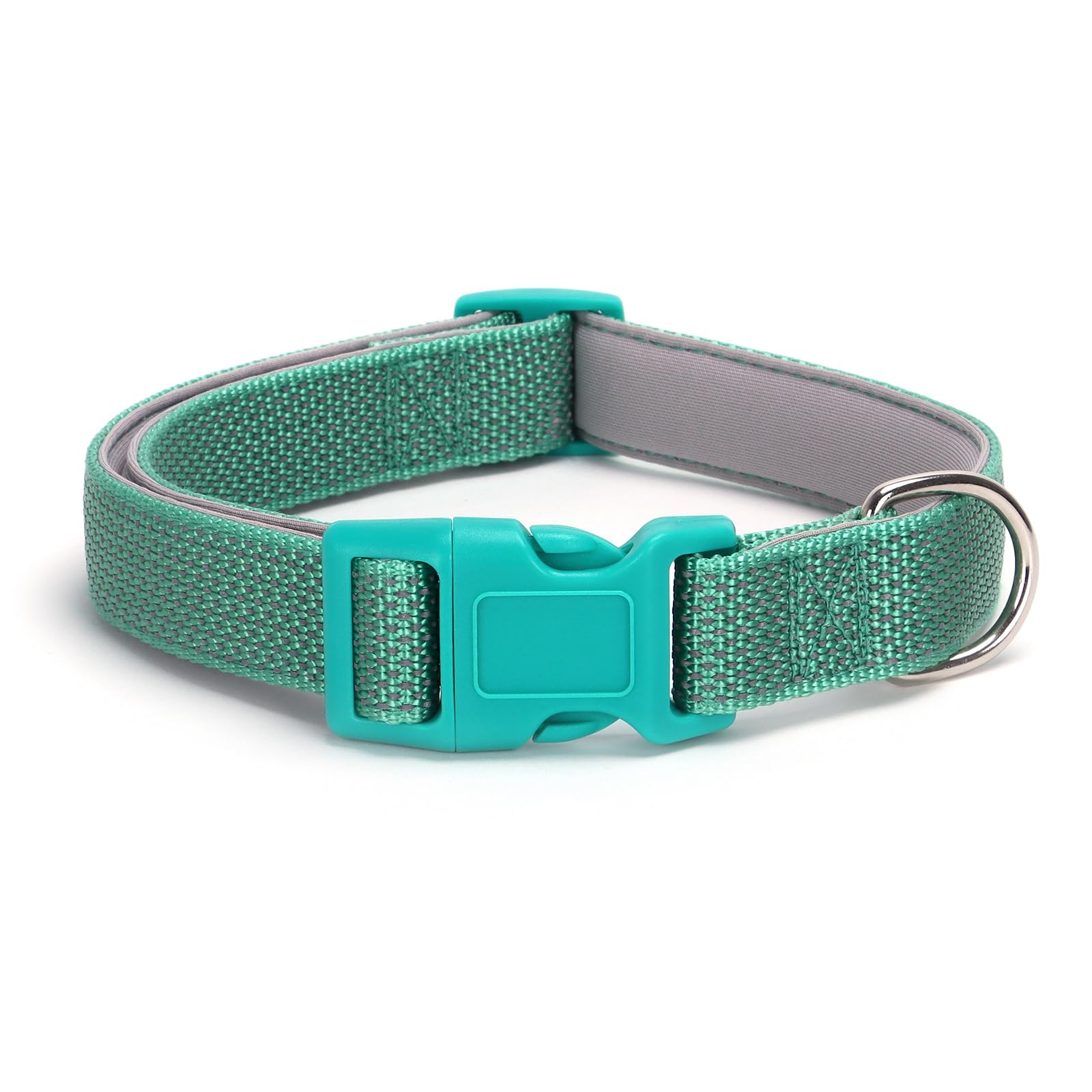Reflective Dog Collar Padded-4 Size, Breathable Nylon Soft Neoprene Pet Collar For Small Medium And Large Dogs (Green, L)