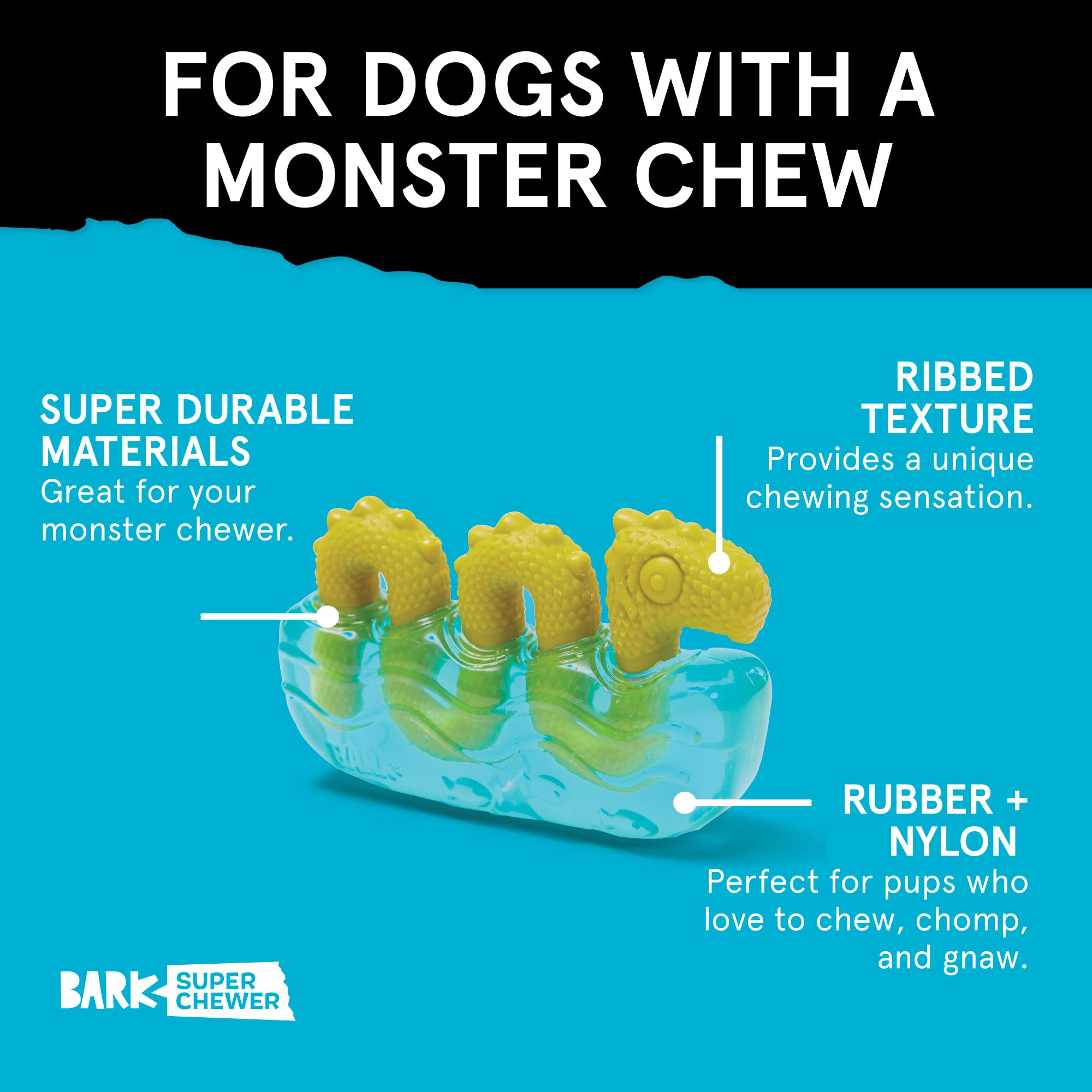 Barkbox Dogness Monster Super Chewer Toy - Tough Dental Toy for Large Aggressive Chewers - Medium/Large Size