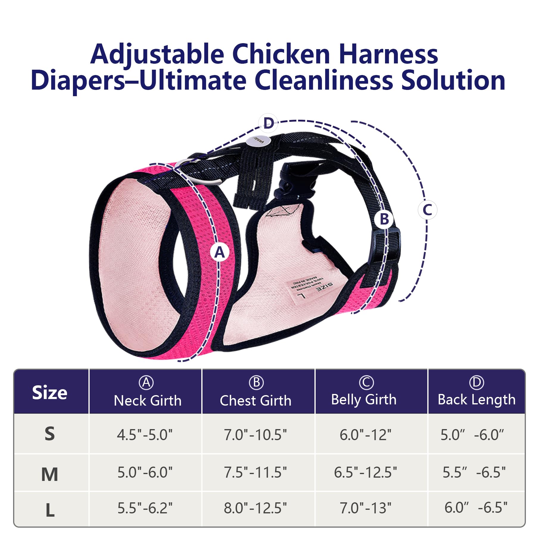 Yesito Chicken Harness Hen Size With 6Ft Matching Leash – Adjustable, Resilient, Comfortable, Breathable, Large Size, Suitable For Chicken Weighing About 6.6 Pound,Pink