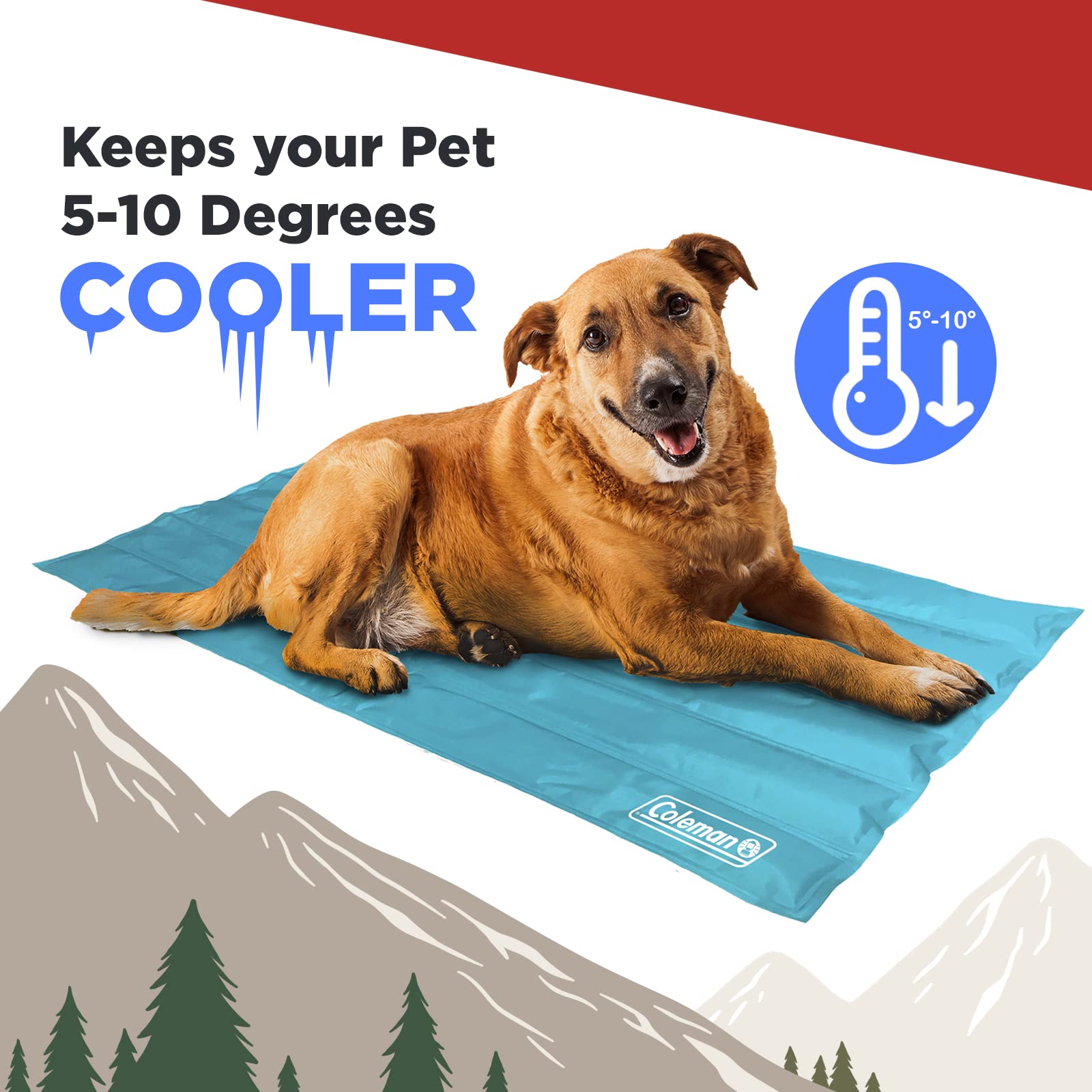 Coleman Comfort Cooling Gel Pet Pad Mat In Large 20'X36', For Large Pets